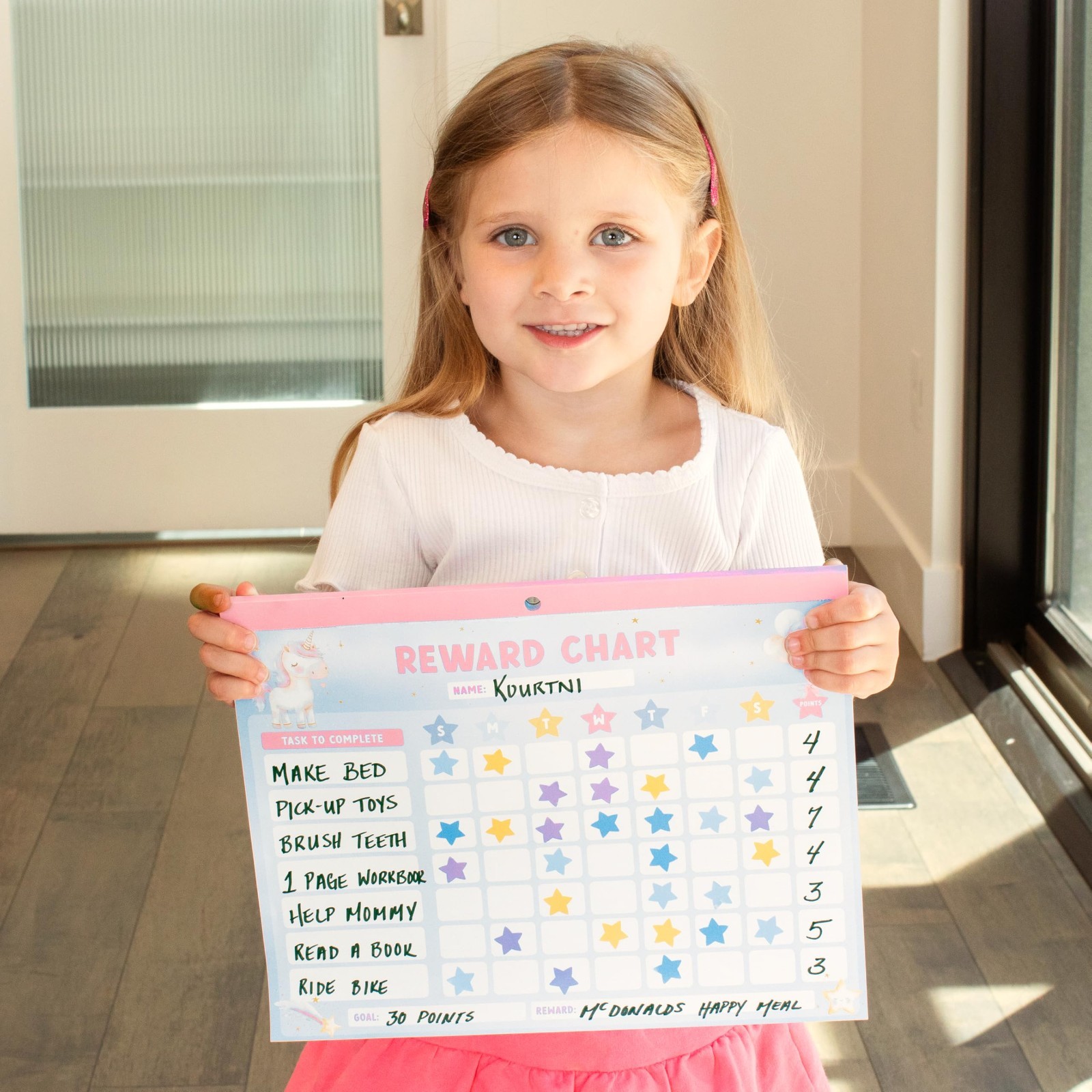Magnetic Reward Chart for Kids – Motivational Chore Chart with Stickers, Unicorn