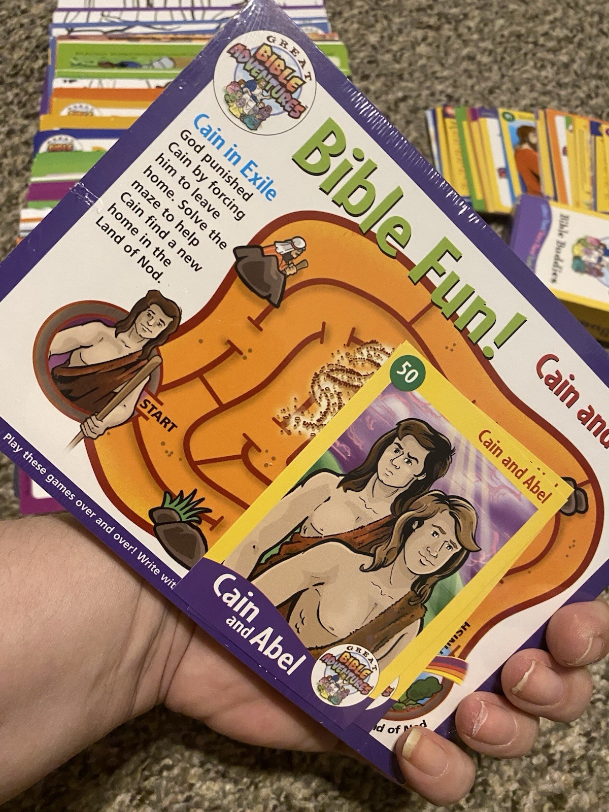 Great Bible Adventures Tin Box w/ Bible Fun Cards for Kids Sunday School Jessus