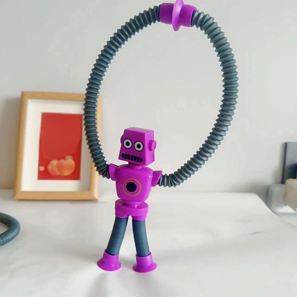 LED Telescopic Suction Cup Robots Toy Stress Relief Light Up Robot Toy ET