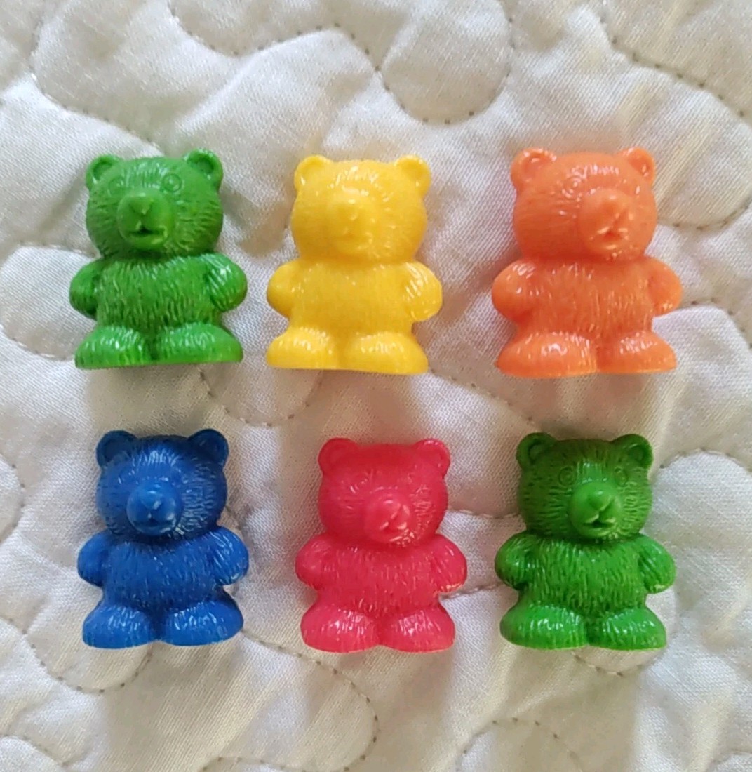 6 Learning Resource Counting Bears Game Pieces Cake Toppers Hard Plastic Multi