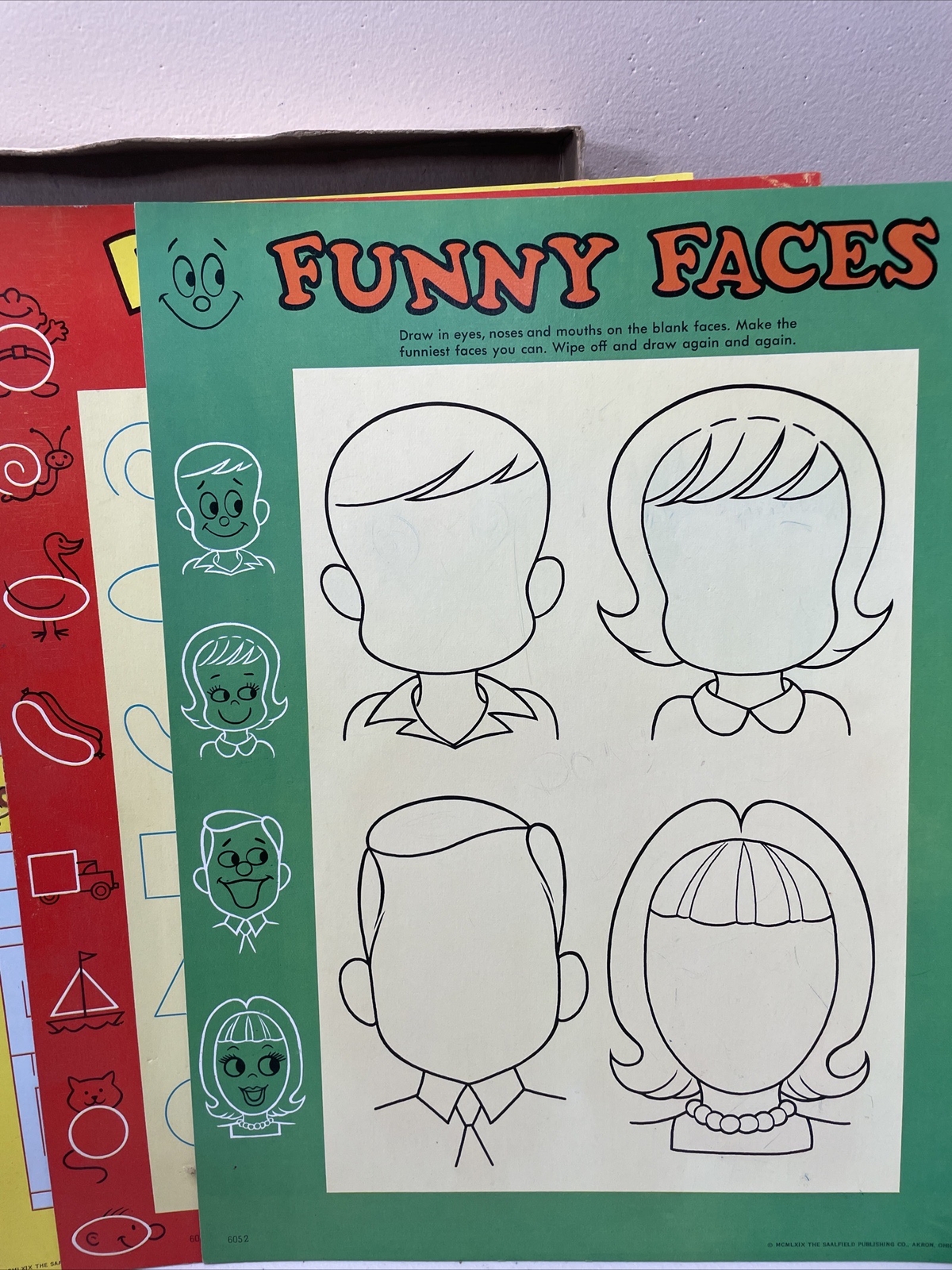 1969 Wipe Off Fun Child Development Crayon Game Boards