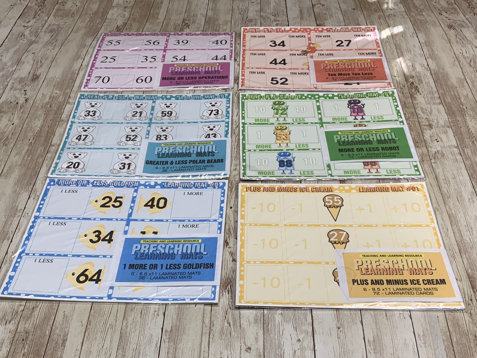 Set of 6 – Learning Mats & Cards – Laminated Activity #
