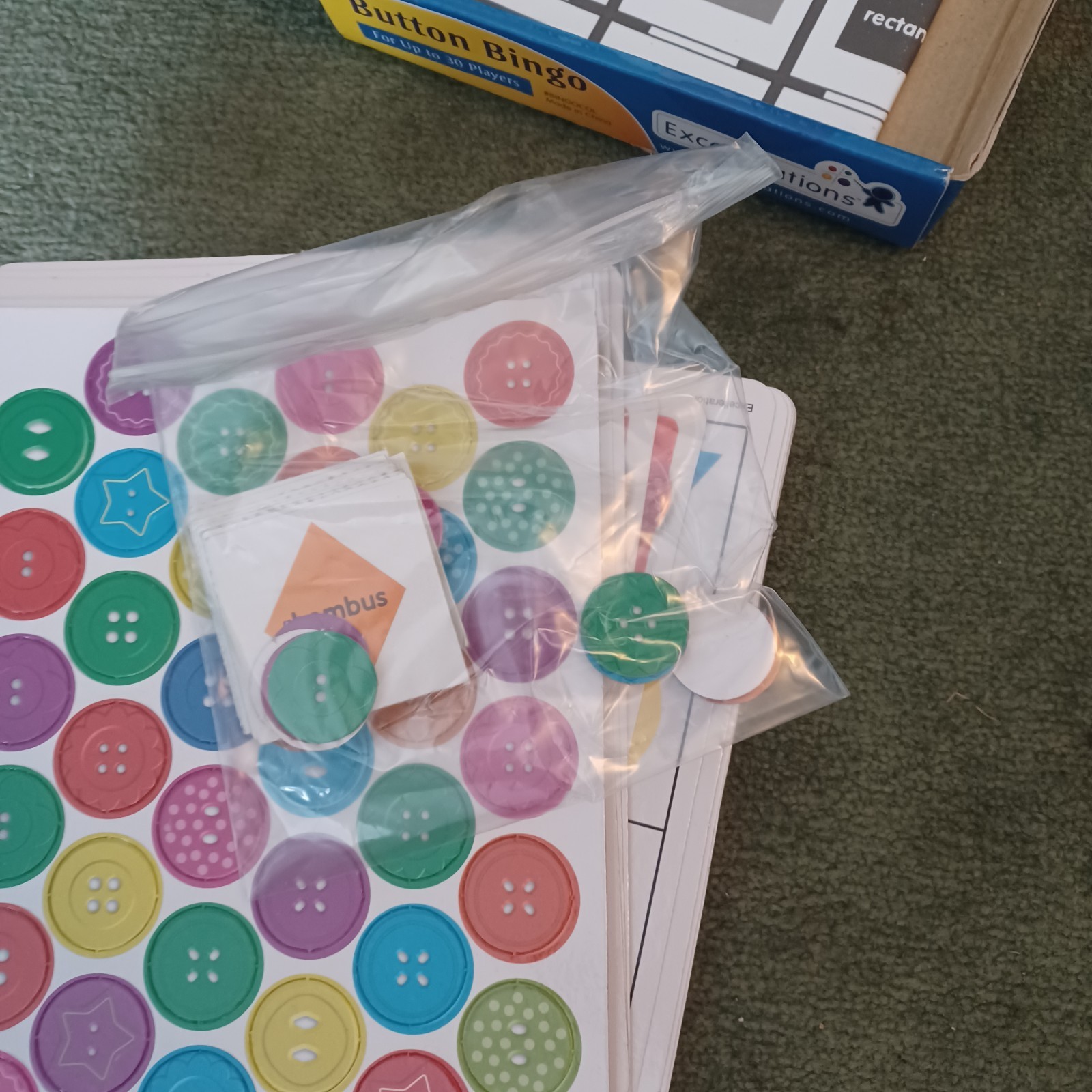 Excellerations Button Bingo Colors and Shapes Homeschool Pre K to Kindergarten