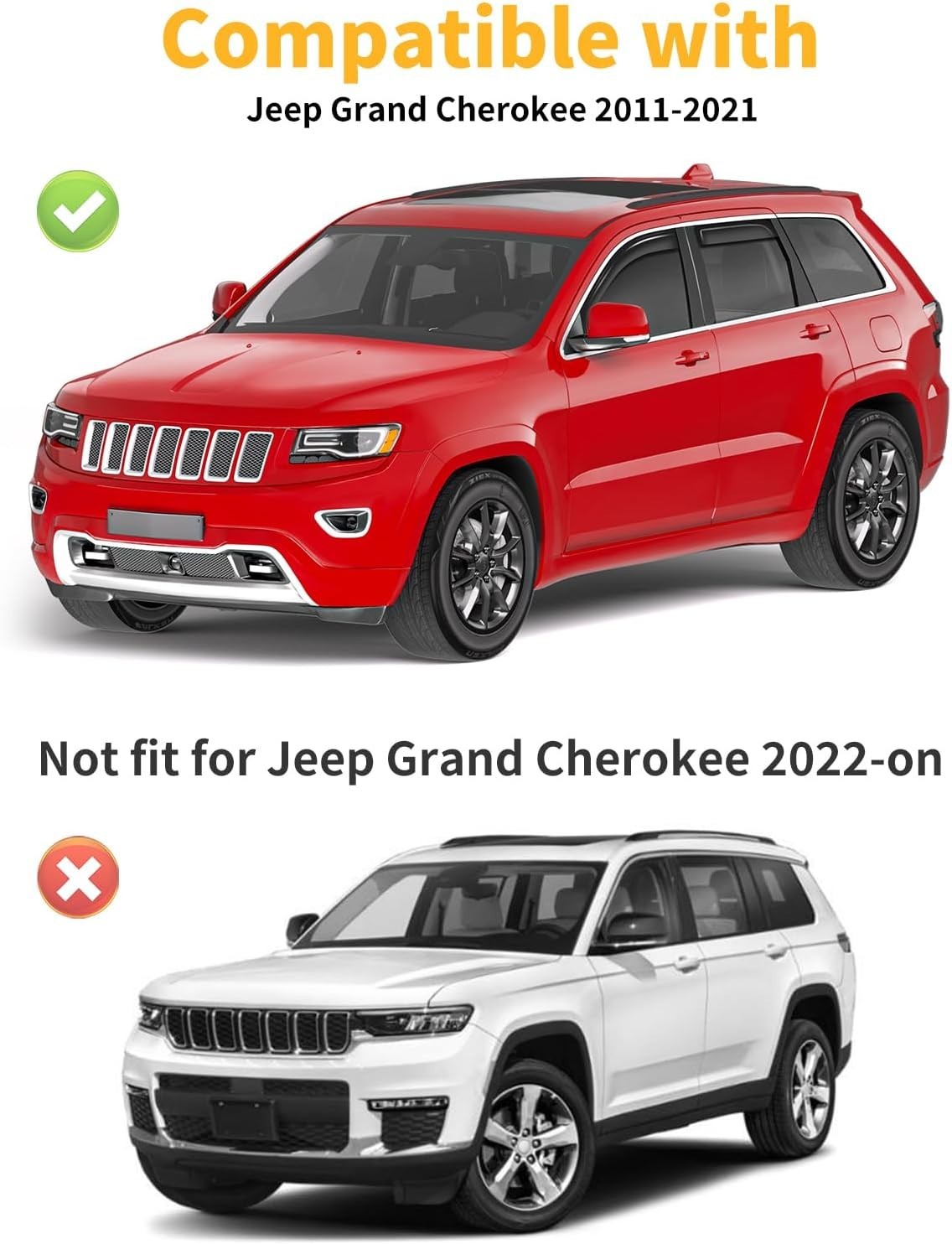 in-Channel Window Rain Guards Fit for Jeep Grand Cherokee(Limited) 2011-2021 Ext