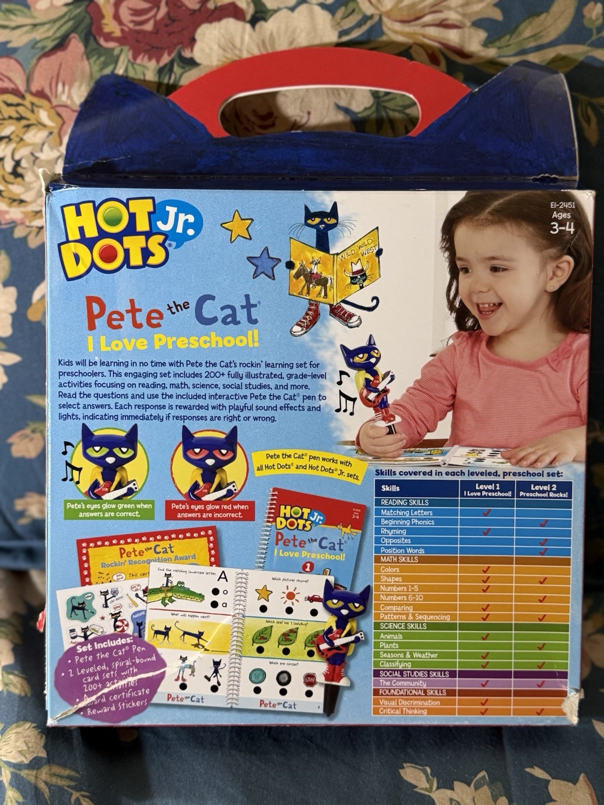 Educational Insights HOT DOTS Game Pete the Cat Kindergarten Rocks Toy Level 2