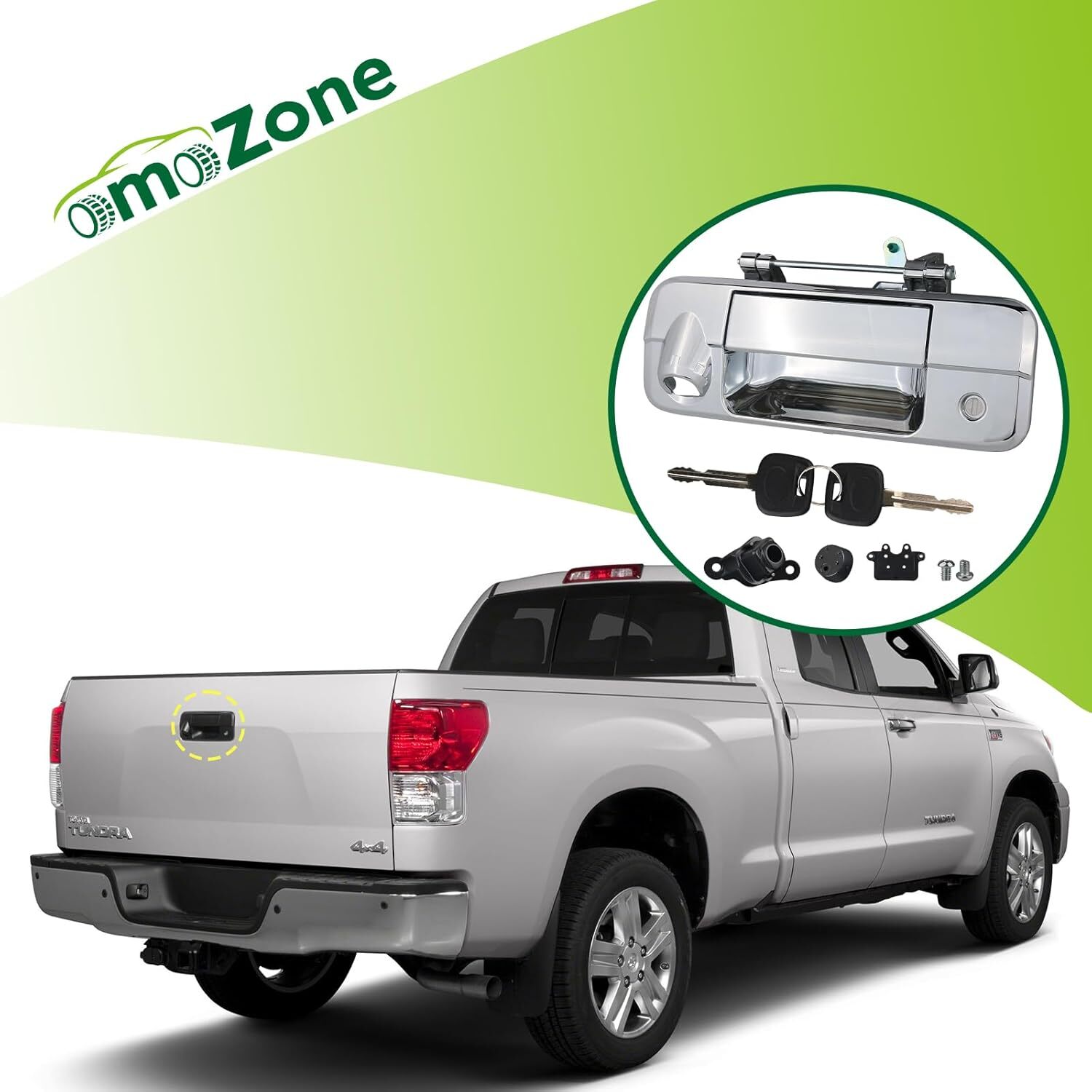 Chrome Tailgate Handle with Rear Camera Hole Liftgate Latch Handle with Key Lock