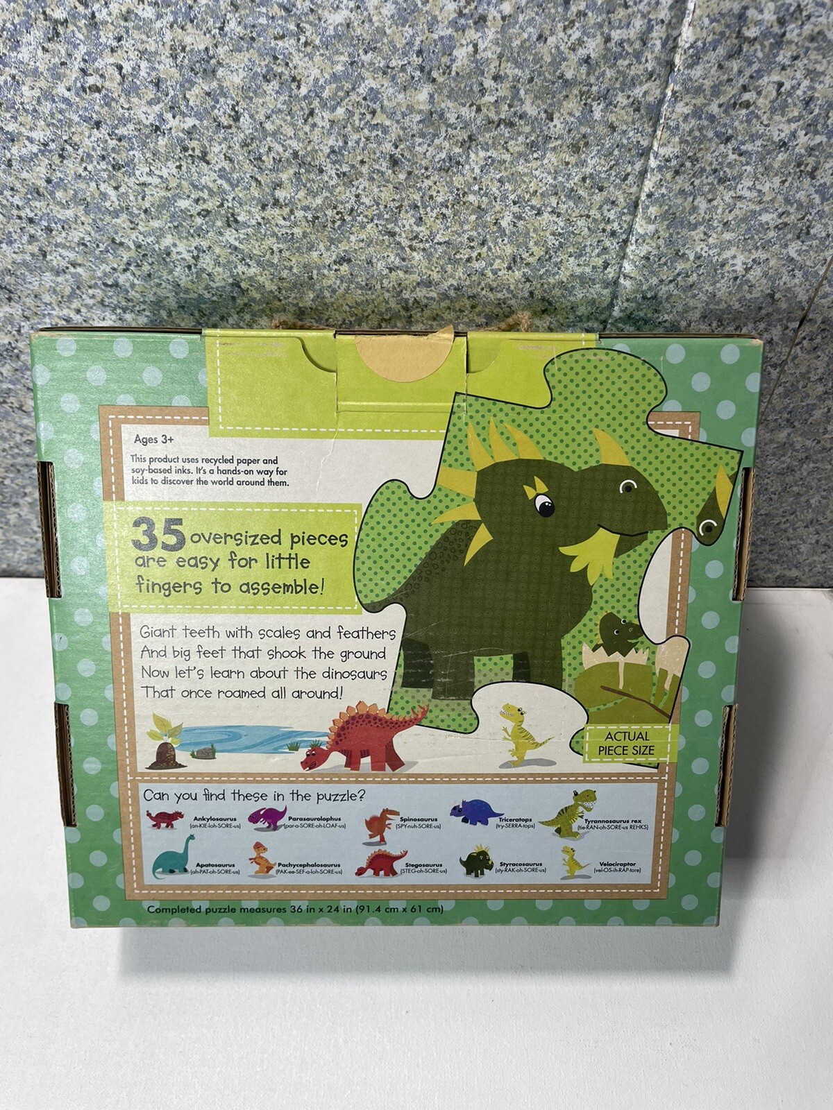 MELISSA & DOUG GIANT FLOOR PUZZLES: DINOSAURS 🦖🧩 36 Pieces EUC