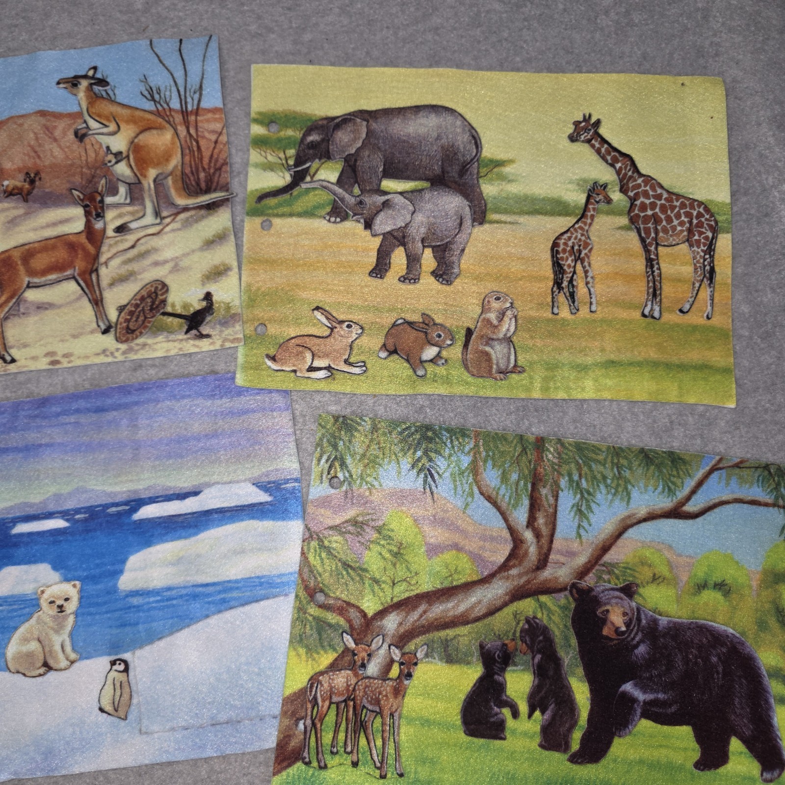 Little Folk Visuals Felt Wild Animal Mothers And Her Babies 1985 Cut Story Book