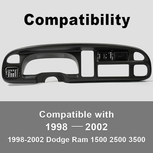 Dash Board Bezel Cover w/Vents Compatible with 1998-2002 Dodge Ram 1500 2500 350