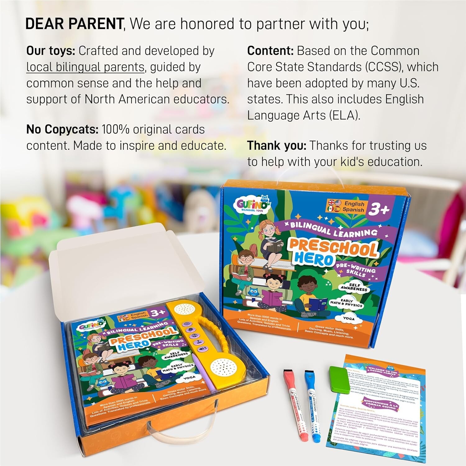 Bilingual Preschool Learning Activities with 2 Dry Erase Markers – SH5