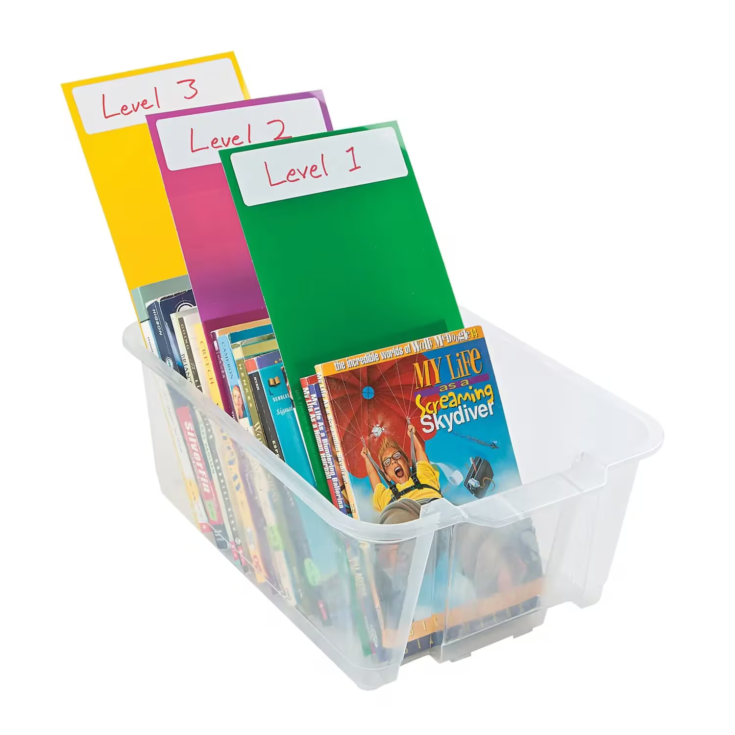 Fun Express 6″ x 14″ Assorted Bright Colors Plastic Library Dividers – 12 Pc.