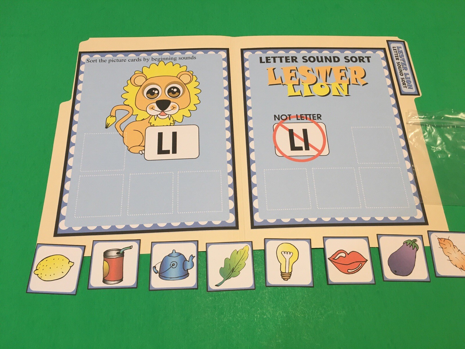 Lester Lion – Letter Ll – DIY File Folder game – Printed / Uncut