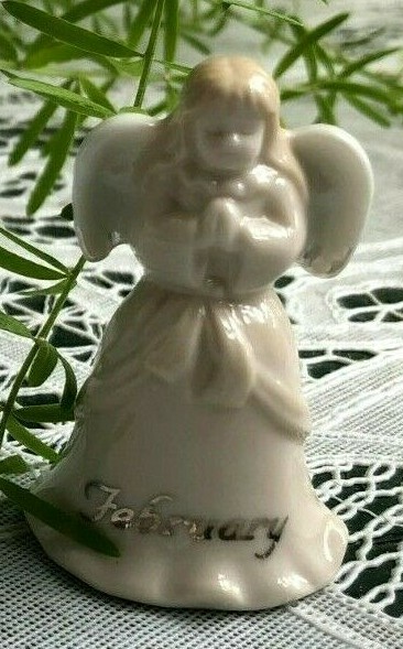 RUSS BERRIE – MINIATURE PORCELAIN ANGEL BELLS – CHOOSE MONTH!