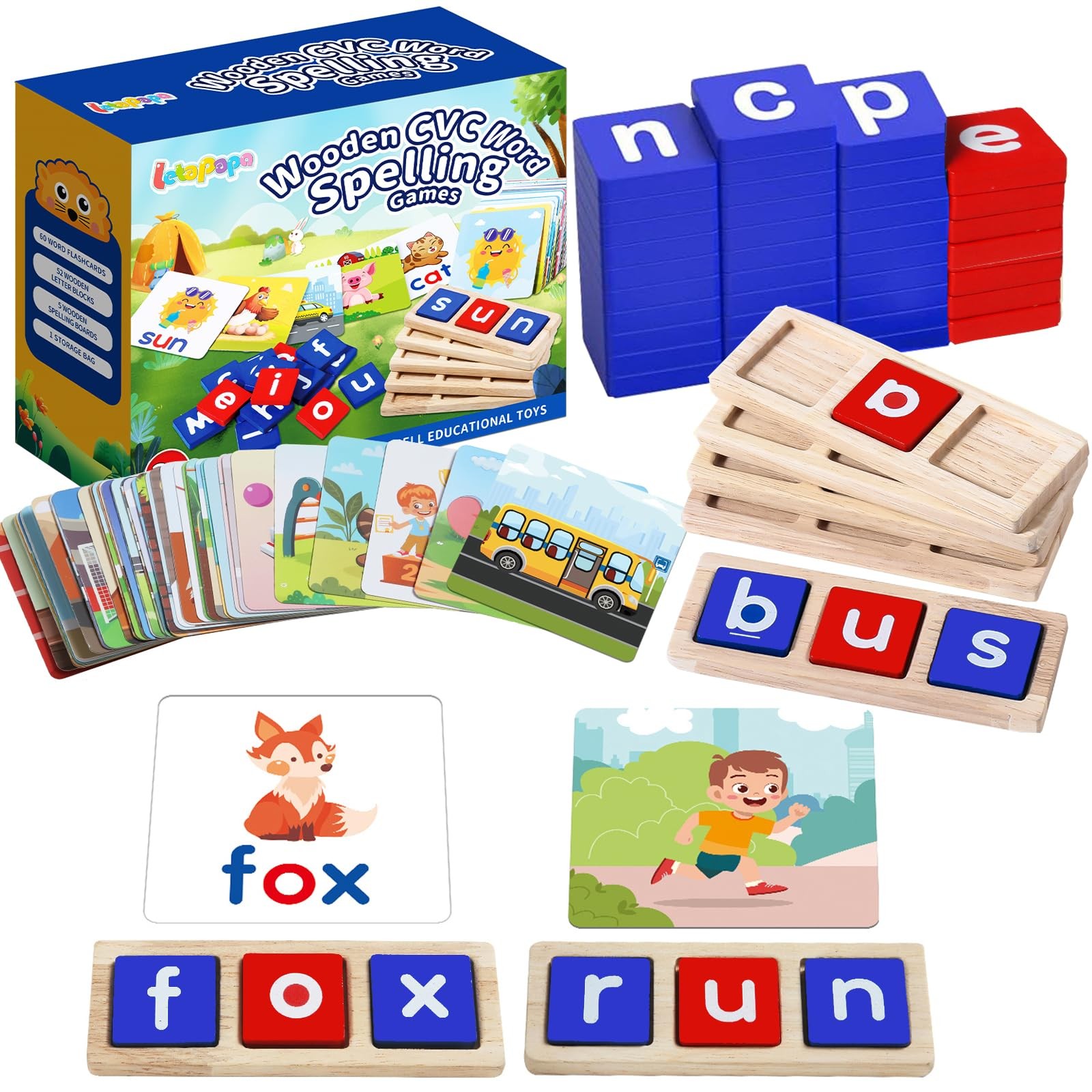 CVC Word Educational Toy Spelling Games, Preschool Toddler Learning Activitie…