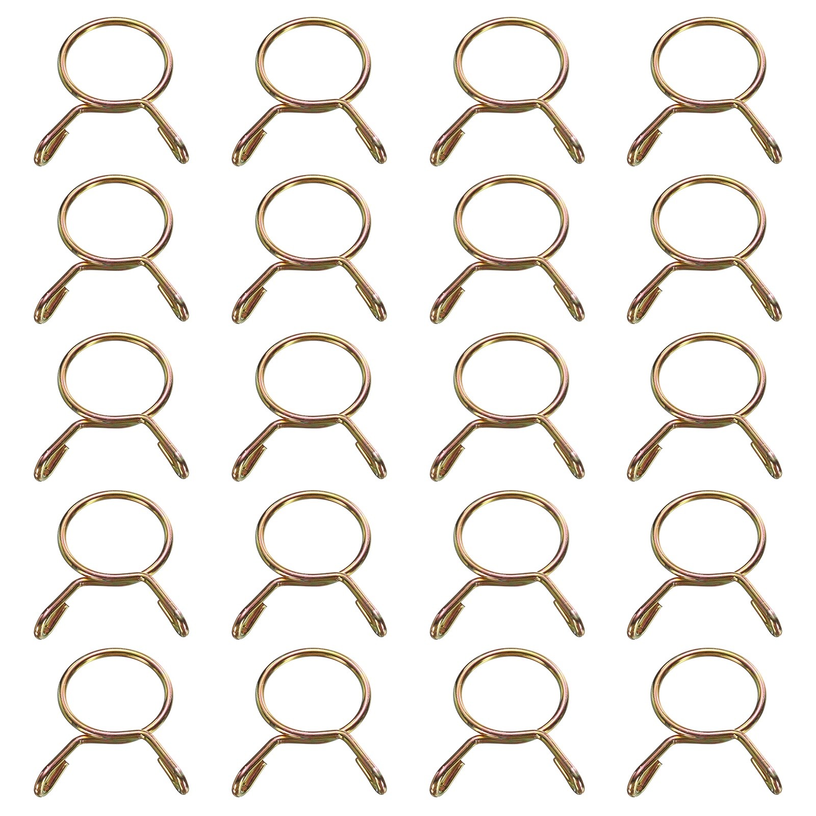 20Pcs 15mm ID 17.5mm OD Fuel Line Hose Clips 65Mn Spring Clips Clamps Gold