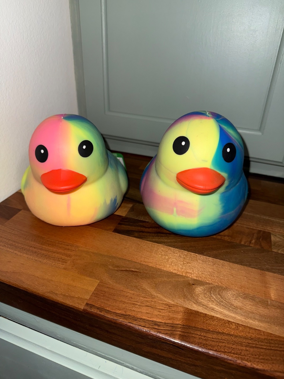 (2) Jumbo Squeeezy Tie Dye Rainbow Duck Sunny Days Viral Squish Toy Toymendous