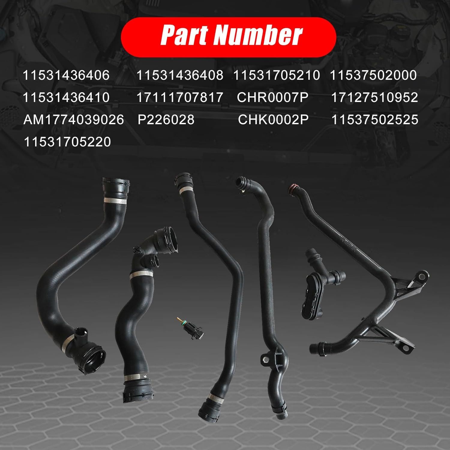 7Pcs Set Expansion Tank Coolant Radiator Hose Kit Compatible with BMW 325Ci 325I