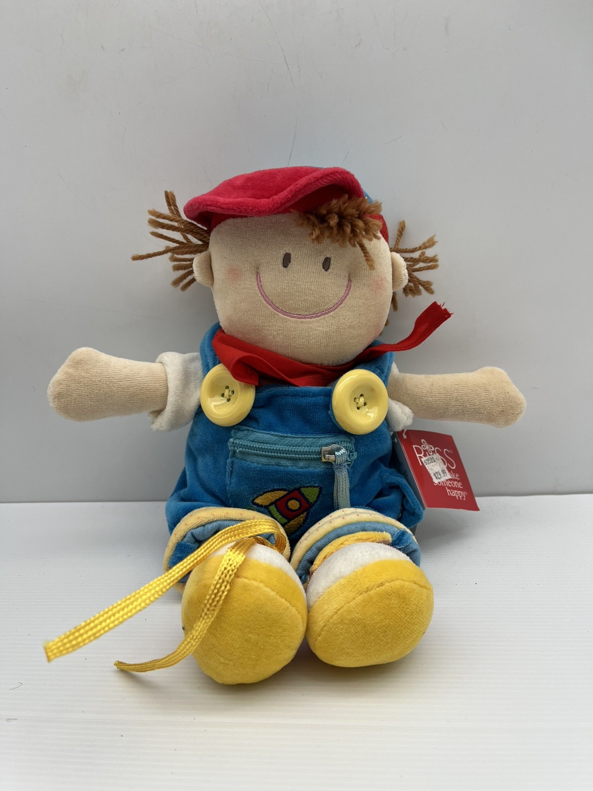 Russ Berrie ZIPPETY Teach Me to Dress Boy 12″ Plush Zippers Shoelaces Buttons