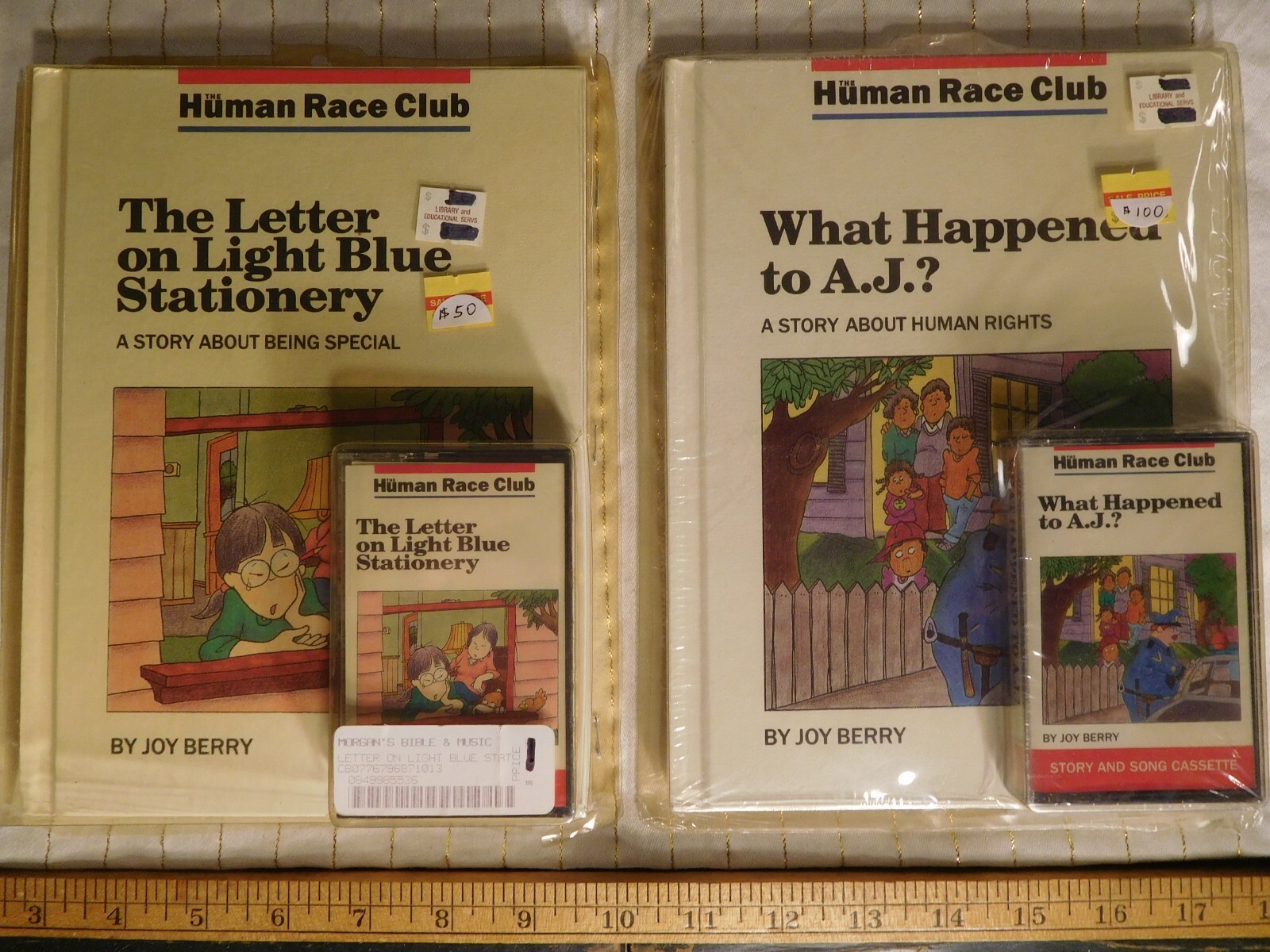 2 Vintage Human Race Club Book/Cassette ~ Letter Blue Stationary & What Hap. AJ