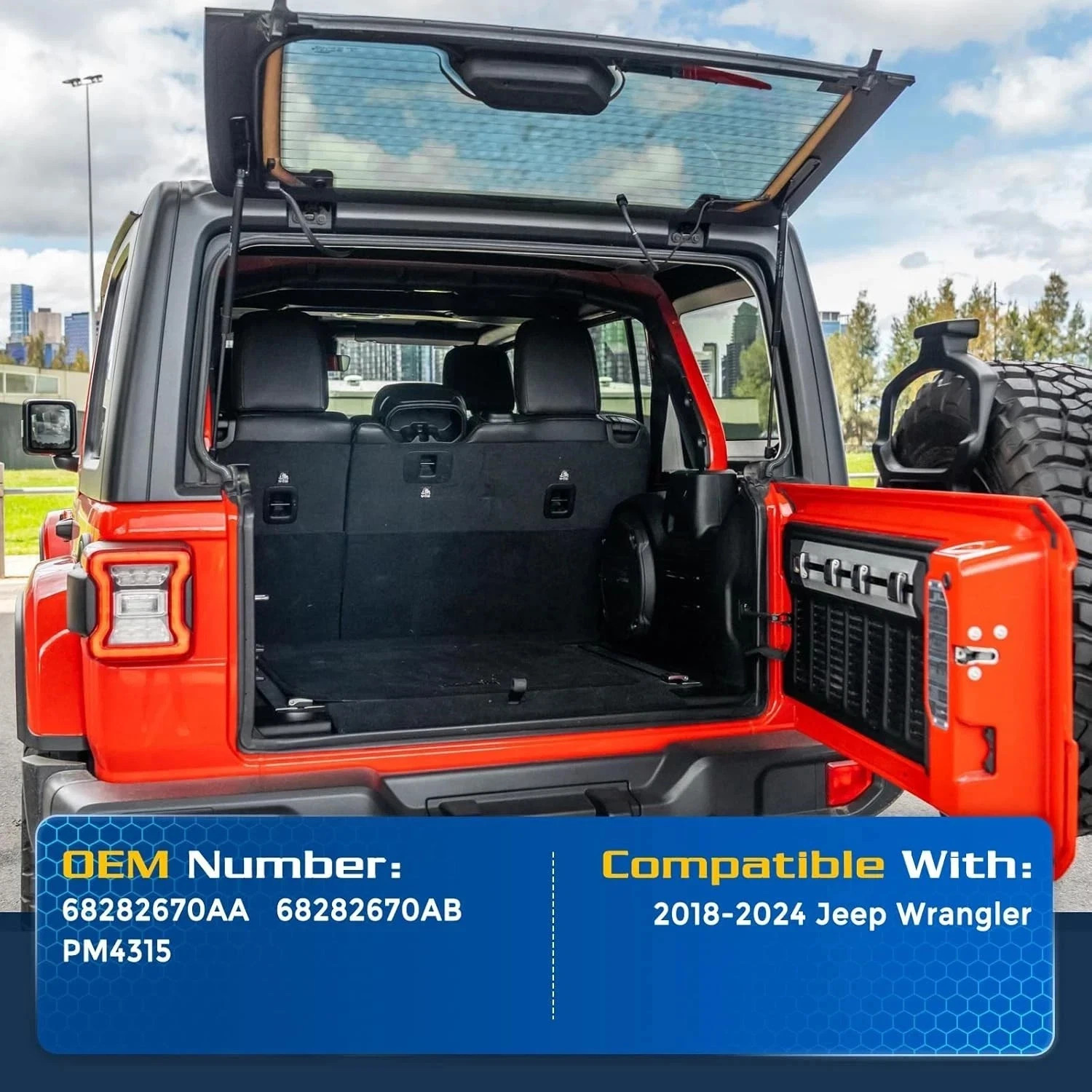 ARANA Rear Window Struts for Jeep Wrangler 2018-2025, Back Glass Replacement