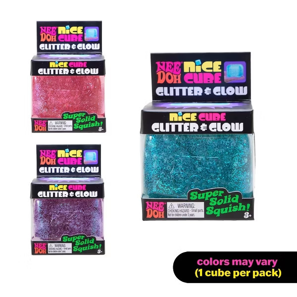 NeeDoh Nice Cube Glitter and Glow Viral Squishy Schylling Fidget Toy New in Box
