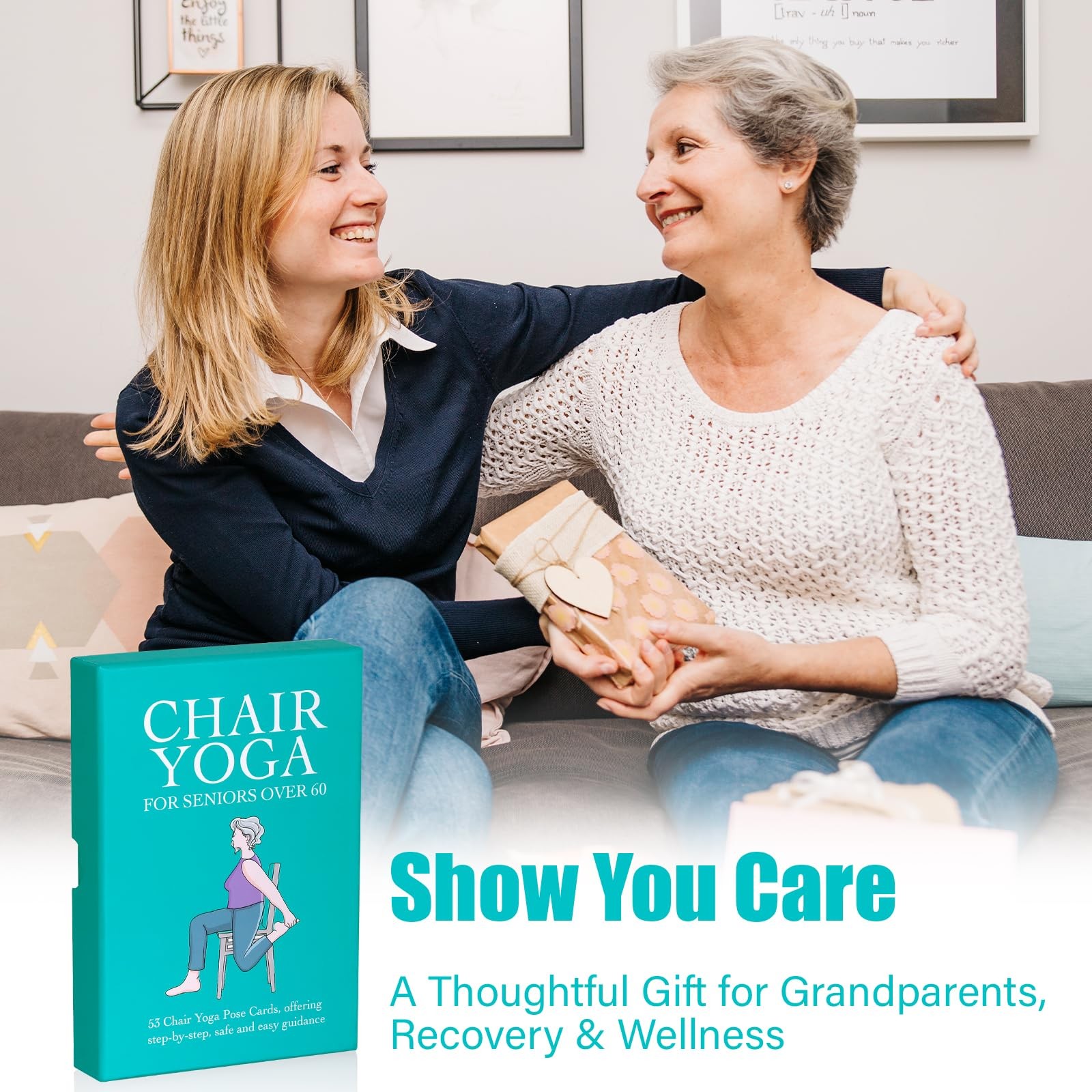Oversized Chair Yoga Cards for Seniors – 53 Step-by-Step Tai Chi Chair Deck, …
