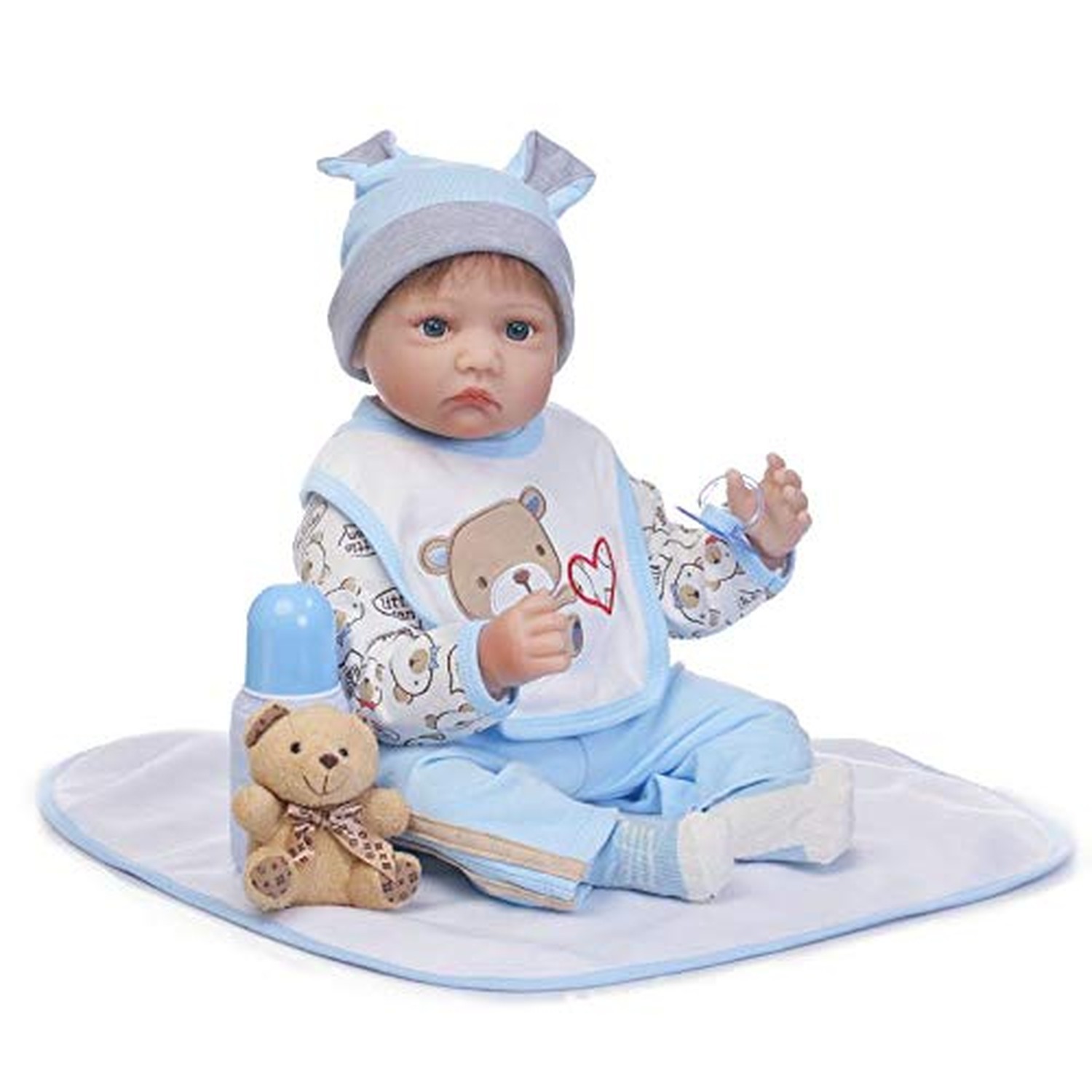 Reborn Baby Doll Clothes Boy 5pcs for 17- 18 inch Reborn Doll Boy Blue Outfit…