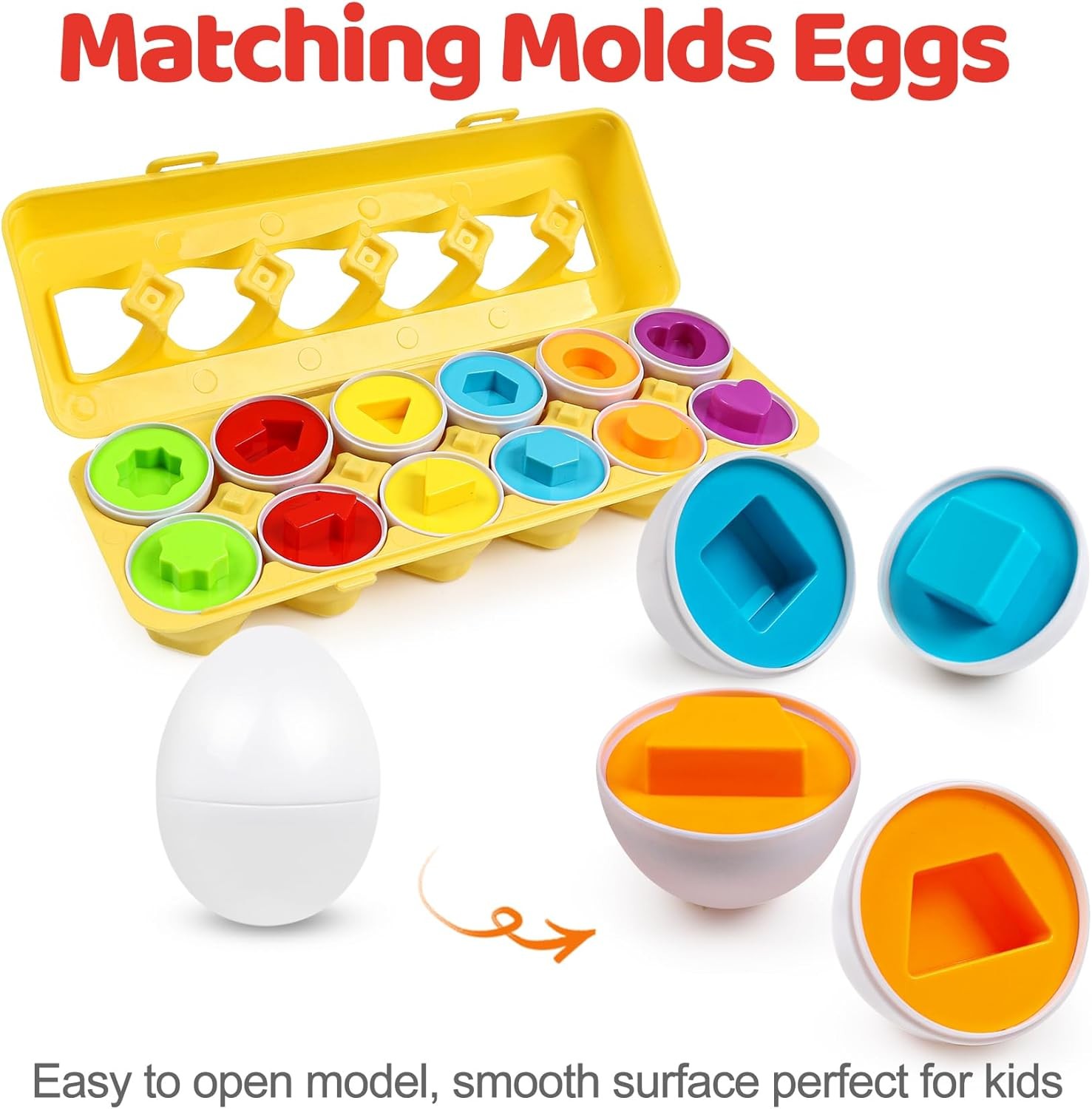 Toddler Eggs Toys,Montessori Geometric Egg Early Fine Motor Skills Learning Colo