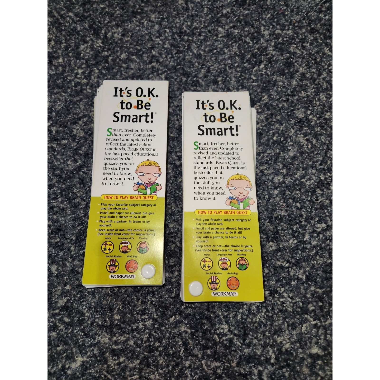 Grade 1 Ages 6 7 LOT of 2 Decks Brain Quest 3rd Edition by Workman