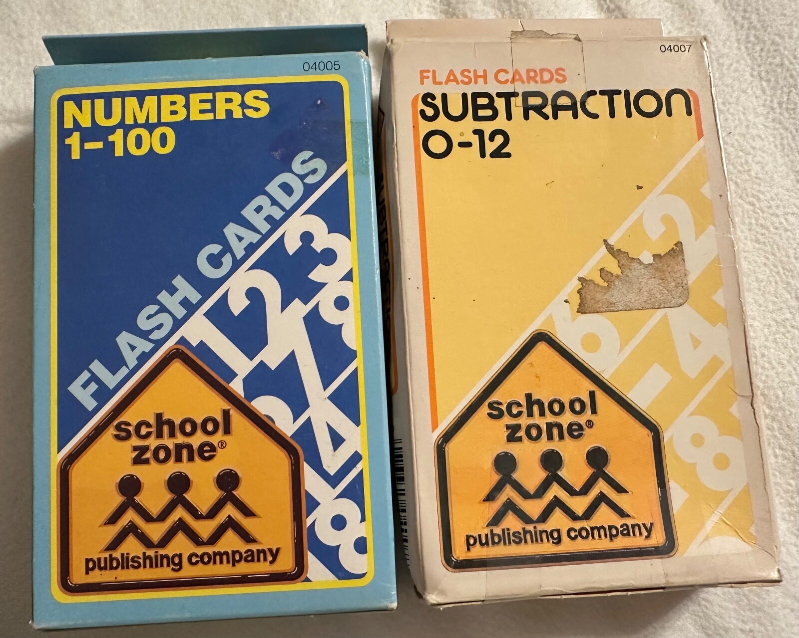 Vintage Home School Zone Flash Cards Subtraction & 1-100 Numbers, 04005 04007