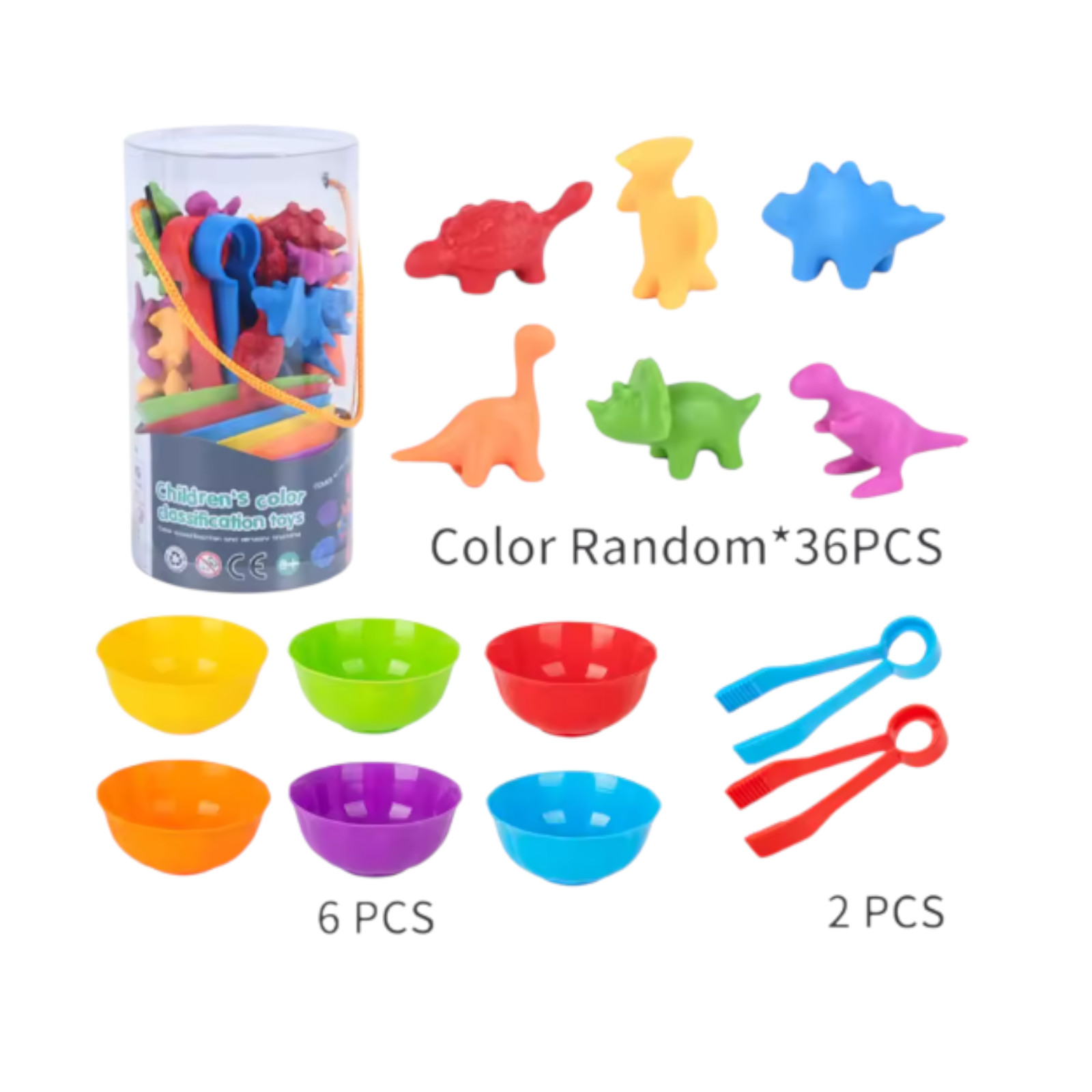 Animal Sorting Toy Color Matching Math Learning Set for Kids cartoon Dinosaurs