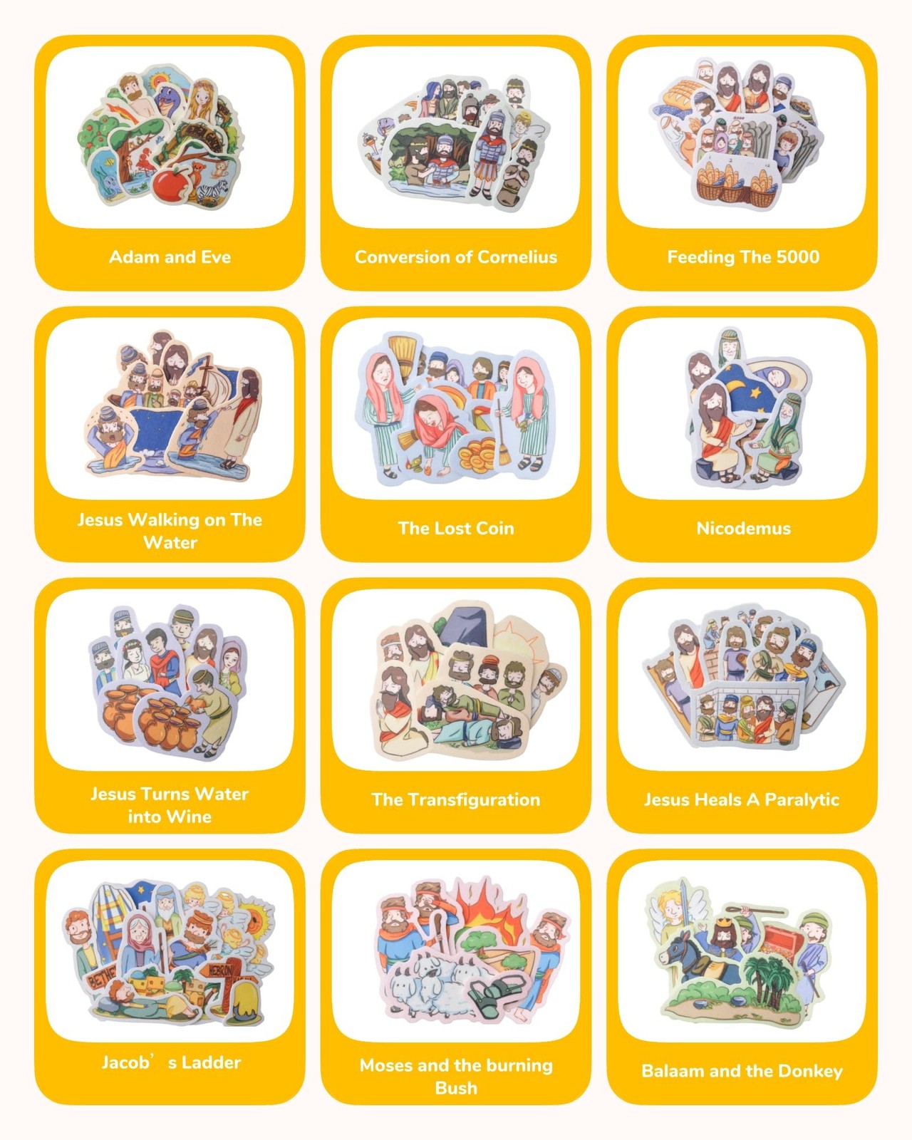 CHEFAN 12 Pack Felt Board Bible Stories Set,Flannel Board Stories with a Fold…