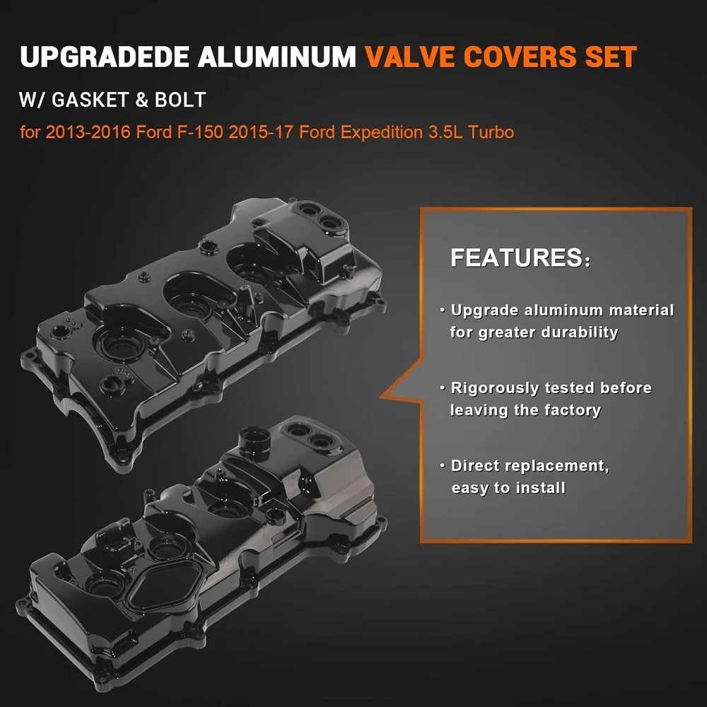 3.5L EcoBoost Aluminum Valve Cover Set (Pair) with Gaskets & Bolts Compatible wi