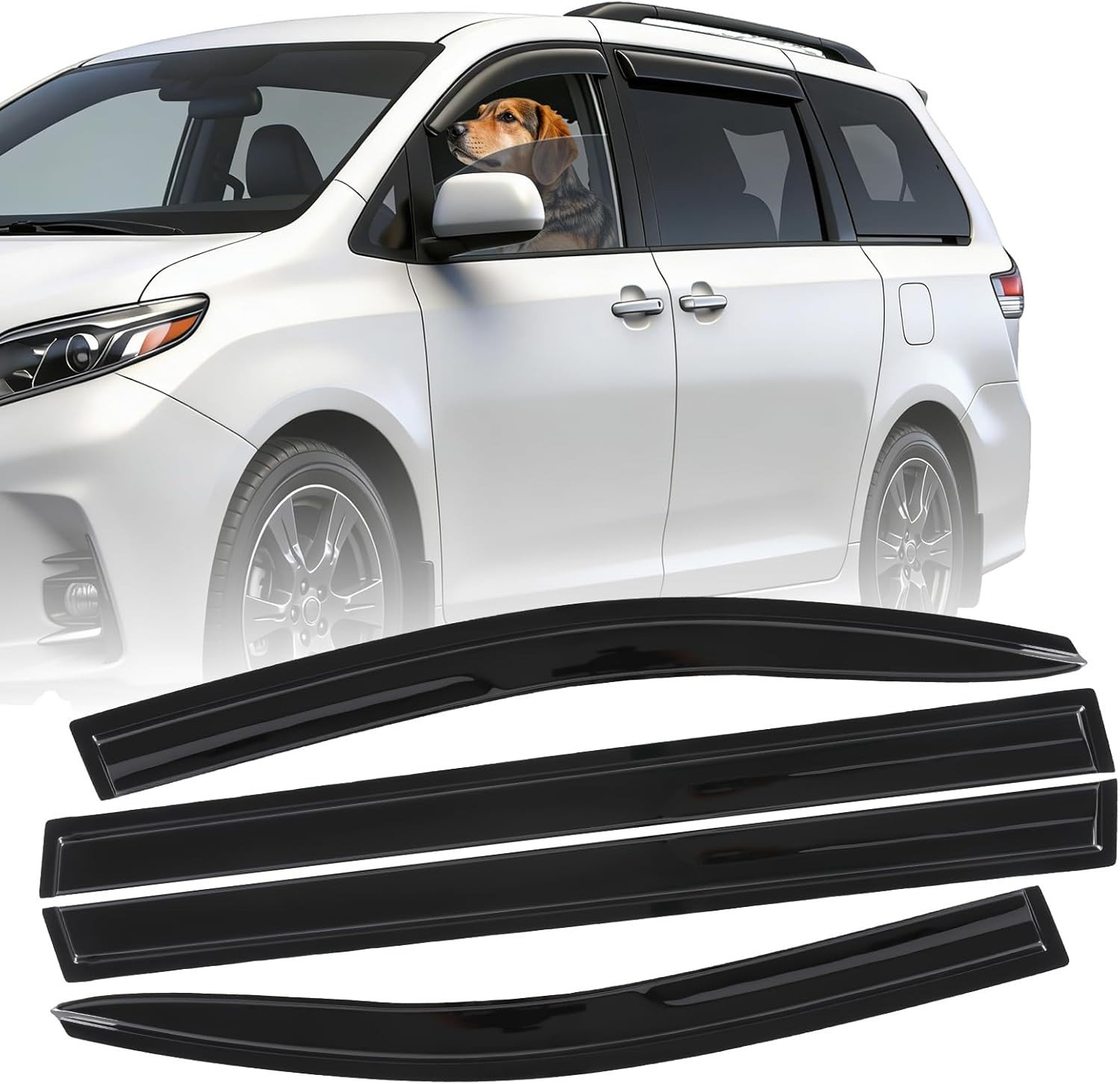 Smoked Out-Channel Window Vent Guard Rain Visors Compatible with 2011-2020 Toyot