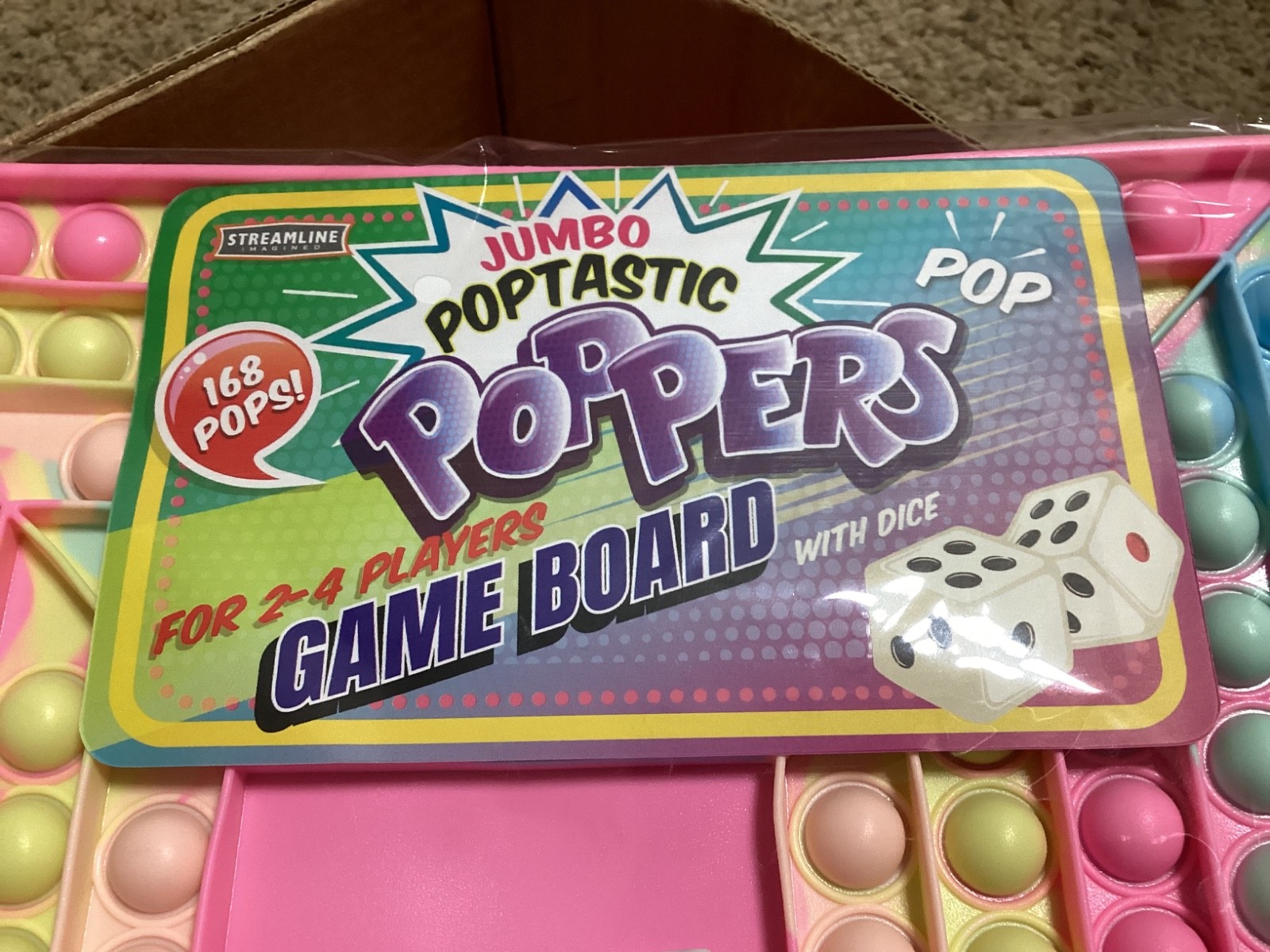 JUMBO POPTASTIC Game Board For Everyone ages 3 + 2-4 players 168 pops