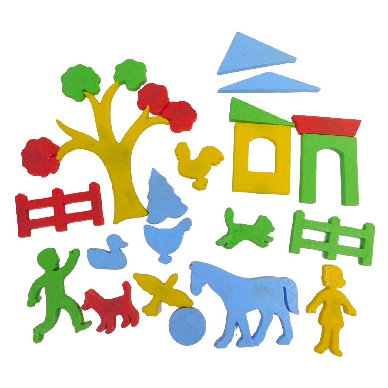Fridge Magnetic Farm Shaped Lot Barn Chicken Bird Horse Duck Tree Fence Rooster