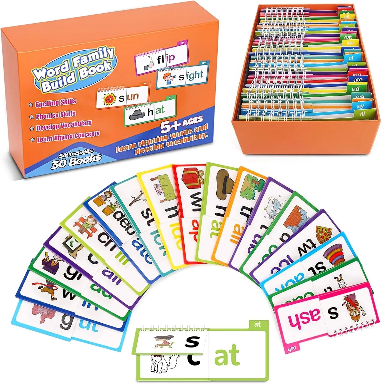 30PC Word Family Phonics Flip Books Set Kids Reading Learning Homeschool New