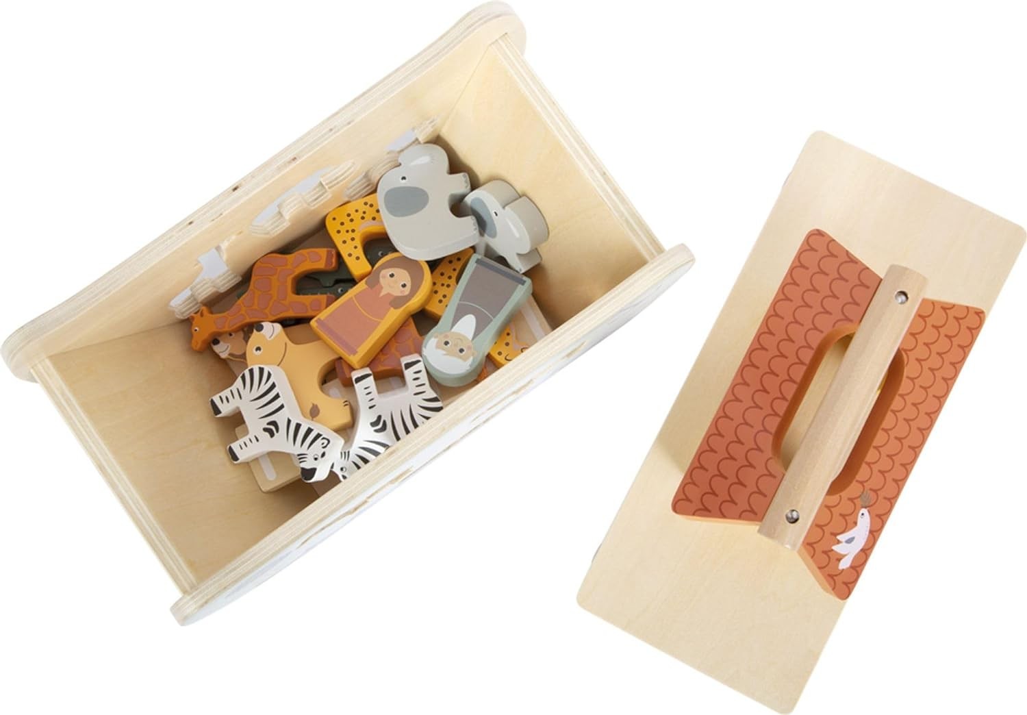 small foot Noah’s Ark Stacking Game Safari, Wooden Motor Activity Toy with 15 An