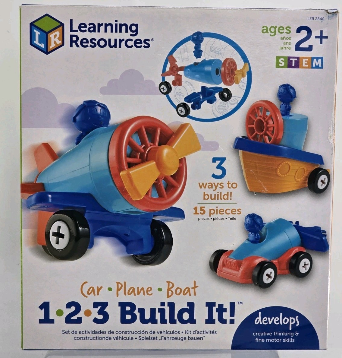 NEW SEALED Learning Resources STEM 1,2,3, Build It Car, Plane, Boat Kit Ages 2+