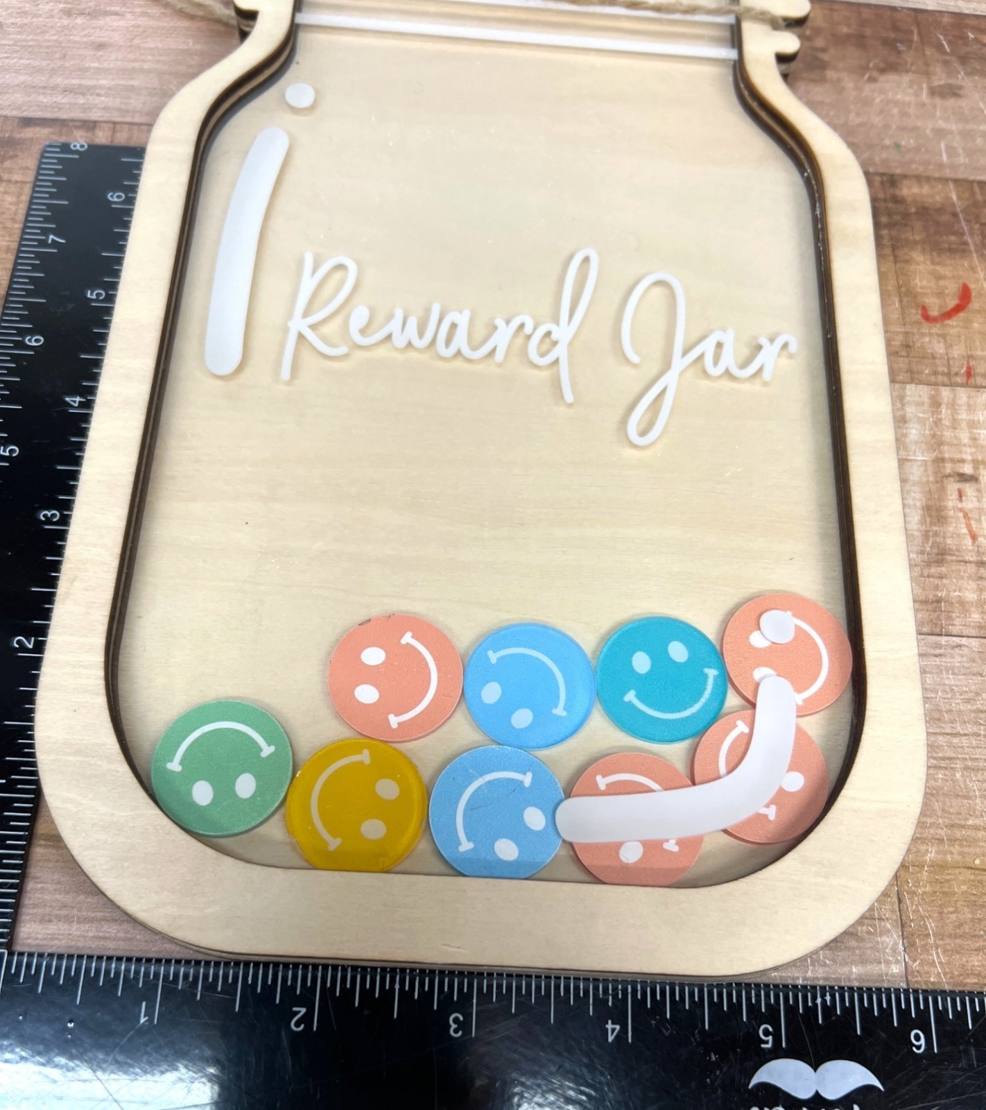 2 Wooden & Acrylic Reward Jar With Colorful Smiley Face Tokens