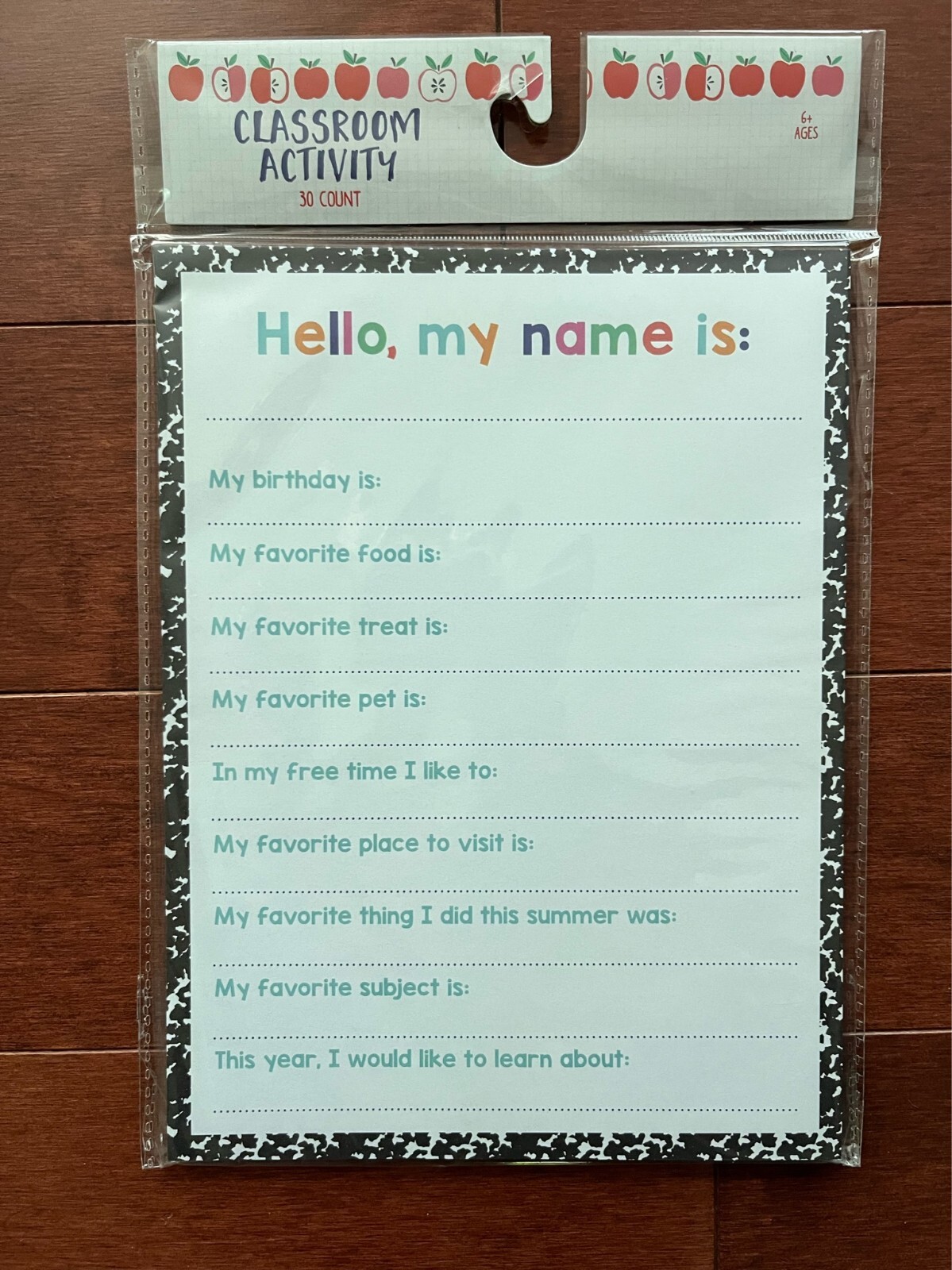 Made For Retail 30 Classroom Activity Cards “Hello My Name Is” Teaching Aid Game