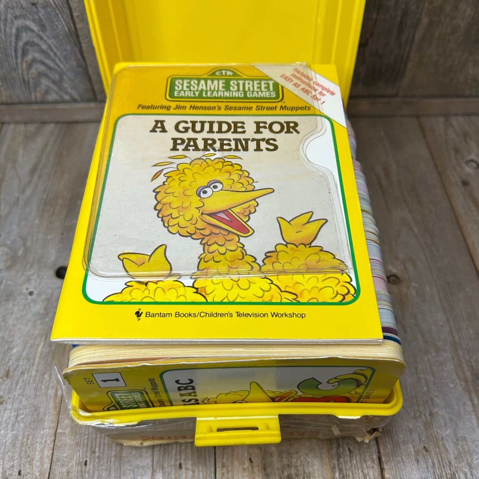 Vintage 1989 Sesame Street Early Learning Games Card Set Muppets Yellow Case CTW
