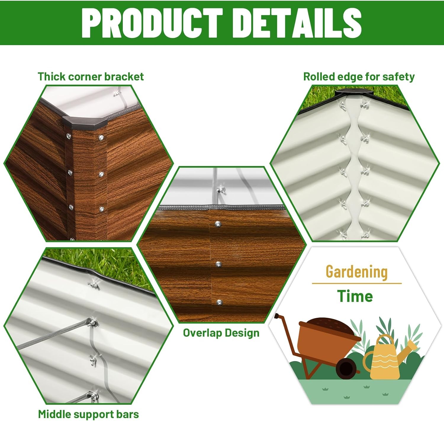 2-Pack 6x2x2FT Galvanized Raised Garden Bed Kit Metal Planter Box Planting