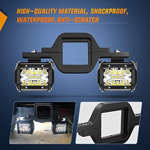60W LED Pods 4 Inch – 2 Pack with Tow Hitch Mounting Brackets for Trucks, SUVs,