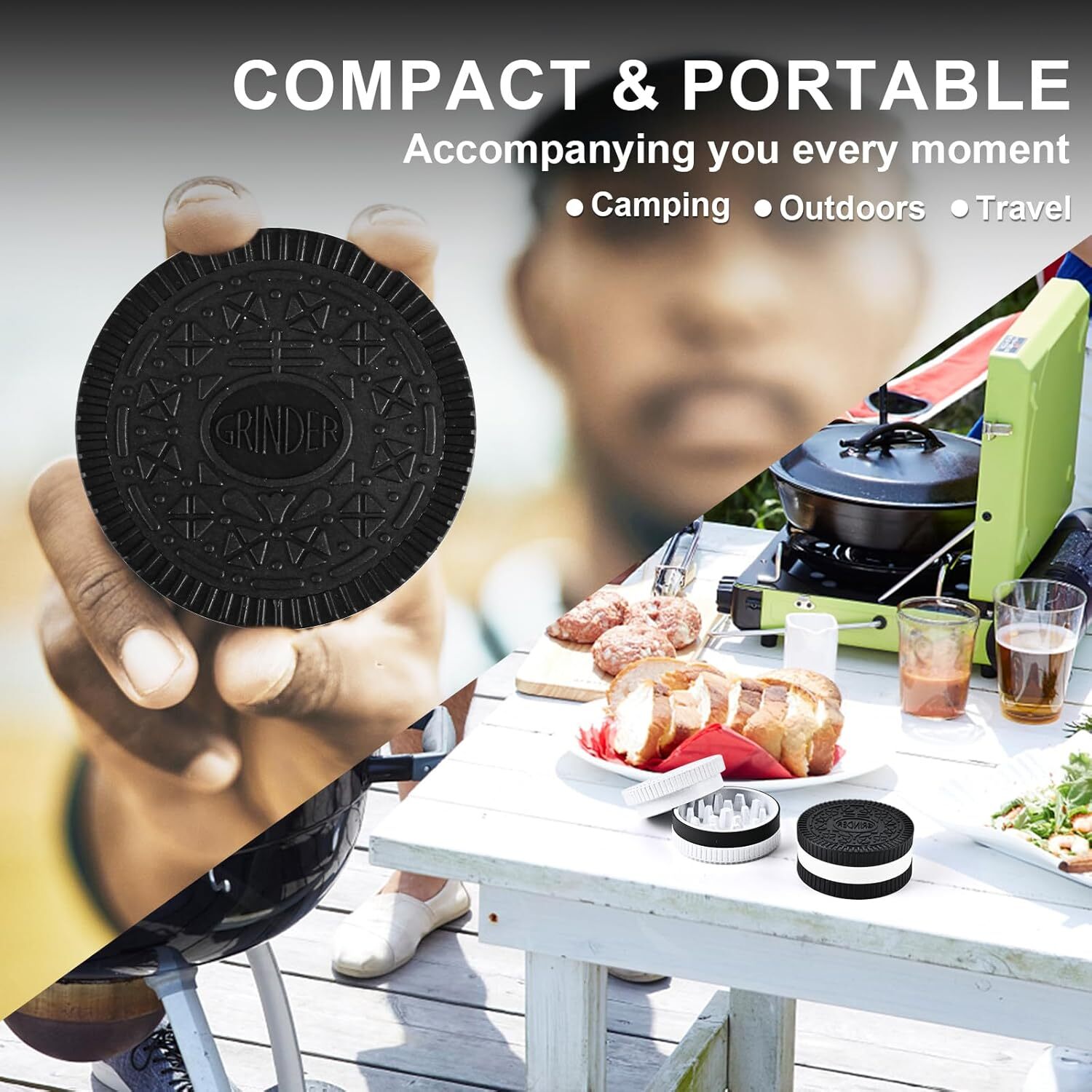 2PCS Grinder, 2.2 Inch Spice Grinders, Stronger Grip, Cookie Shape Design