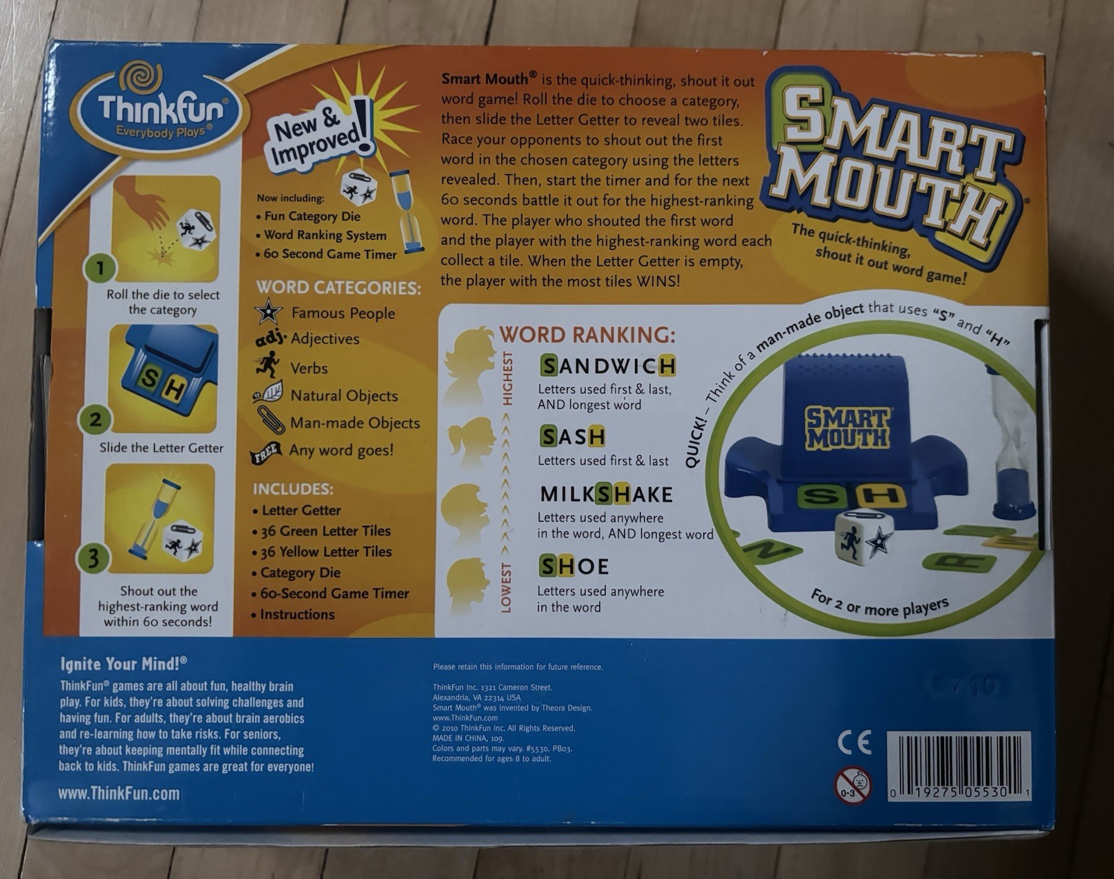 ThinkFun Smart Mouth Word Game New Educational Learning Letter Tile Mensa Winner
