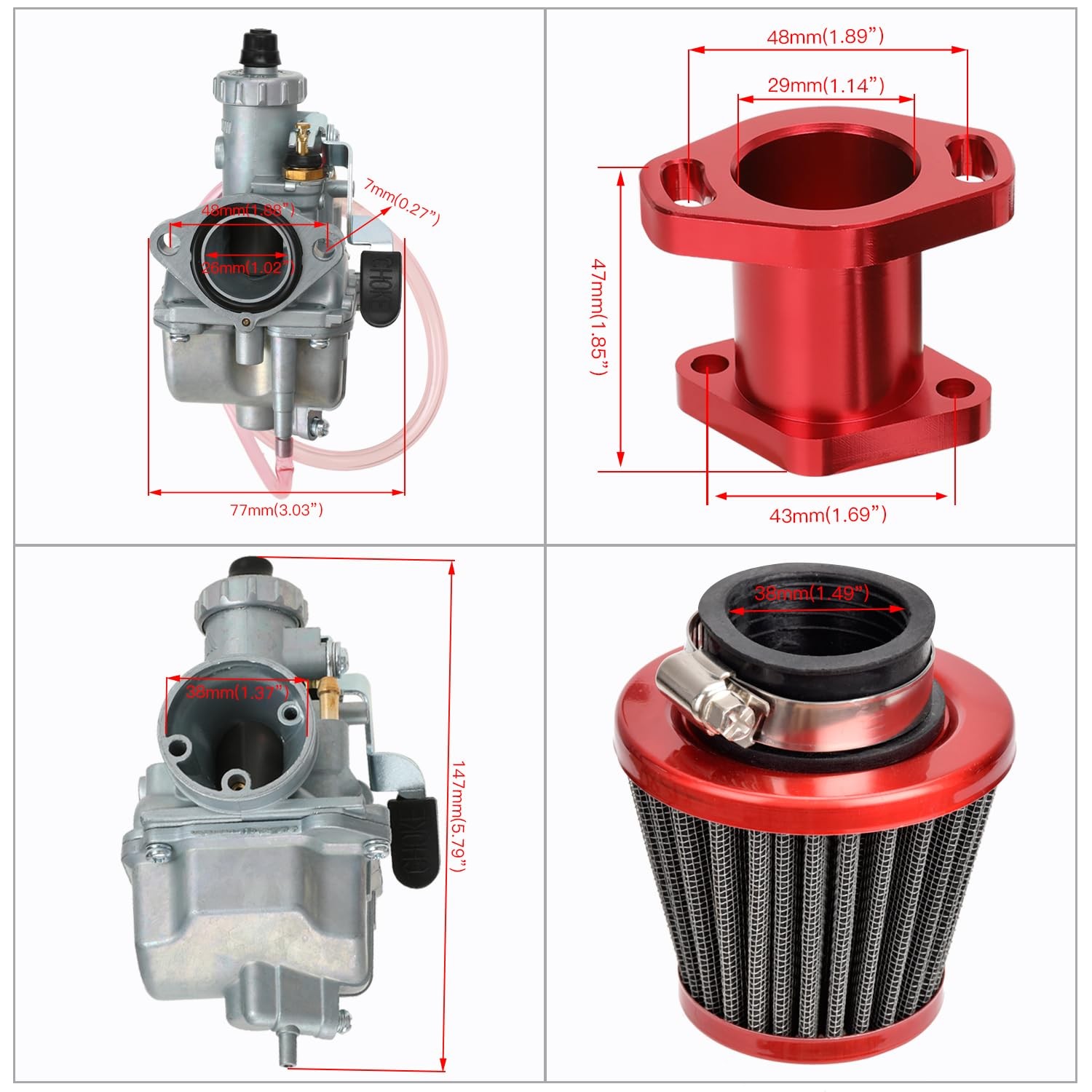 FVRITO Performance VM22 26mm Carburetor Carb for Predator 212cc 196cc Coleman CT