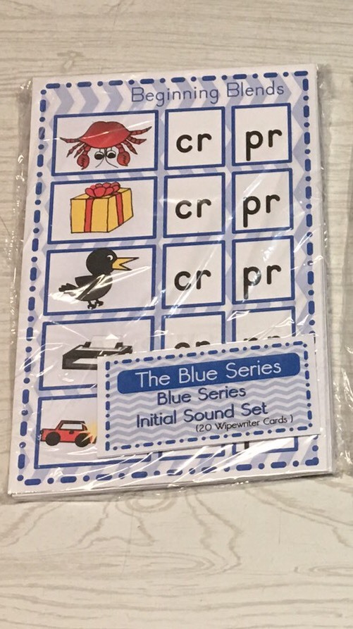 The Blue Series – Initial Sound Set (30 Wipewriter Cards ) Montessori
