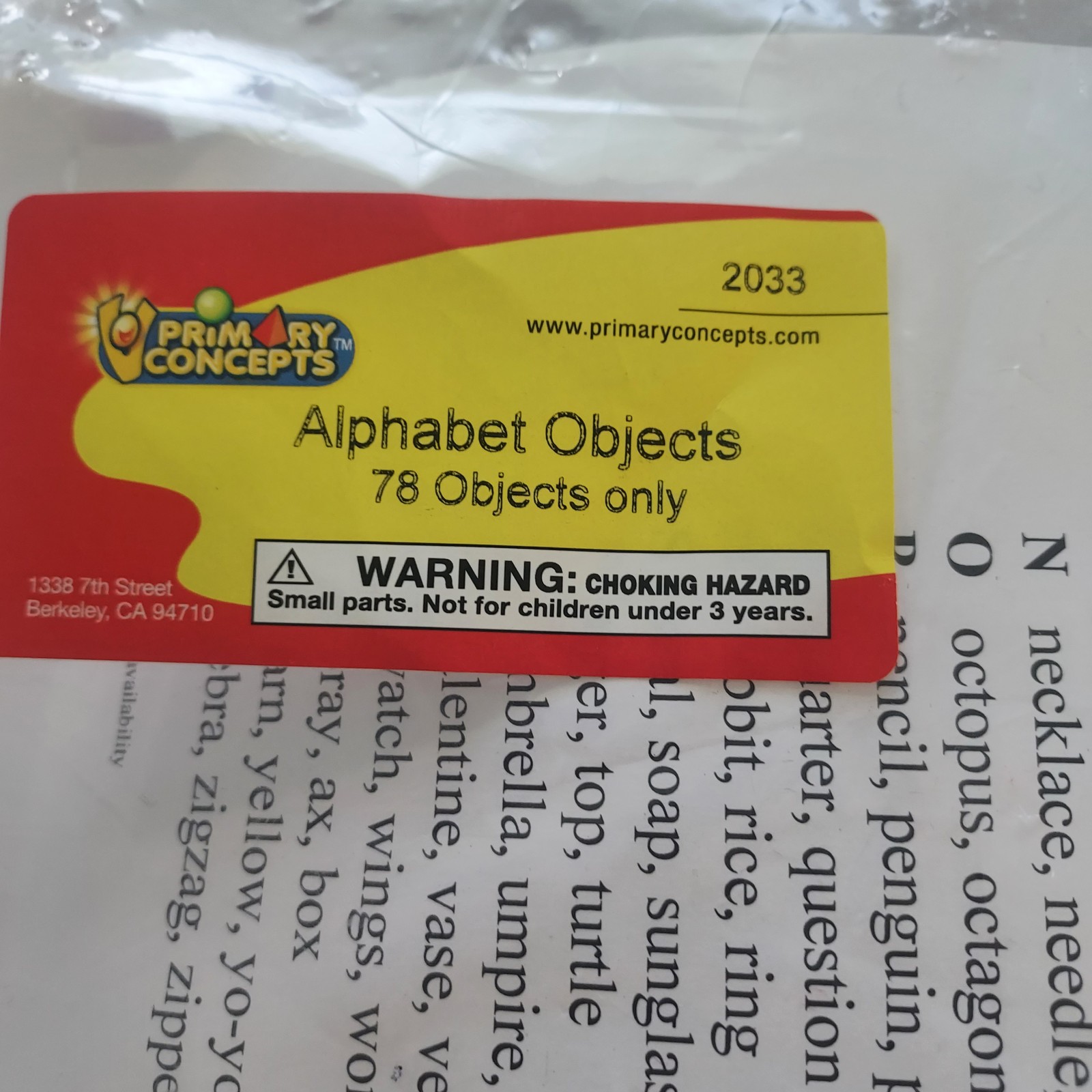Primary Concepts Alphabet Objects Set PC-2033 Montessori Phonics New In Bag Mini