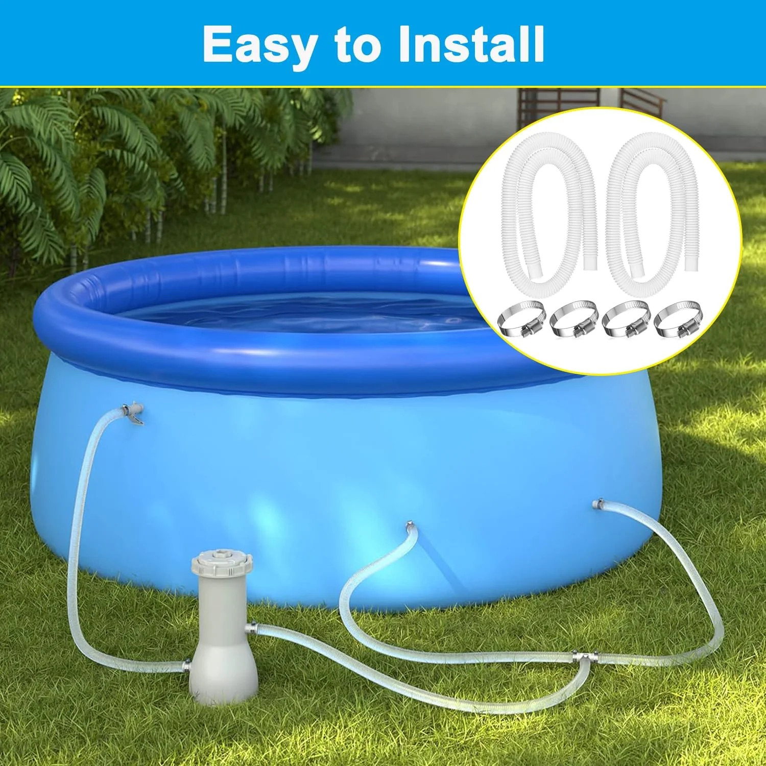 2 Pack 1.25″ x 59″ Pool Hose, Swimming Pool Replacement Hoses for Above Ground P